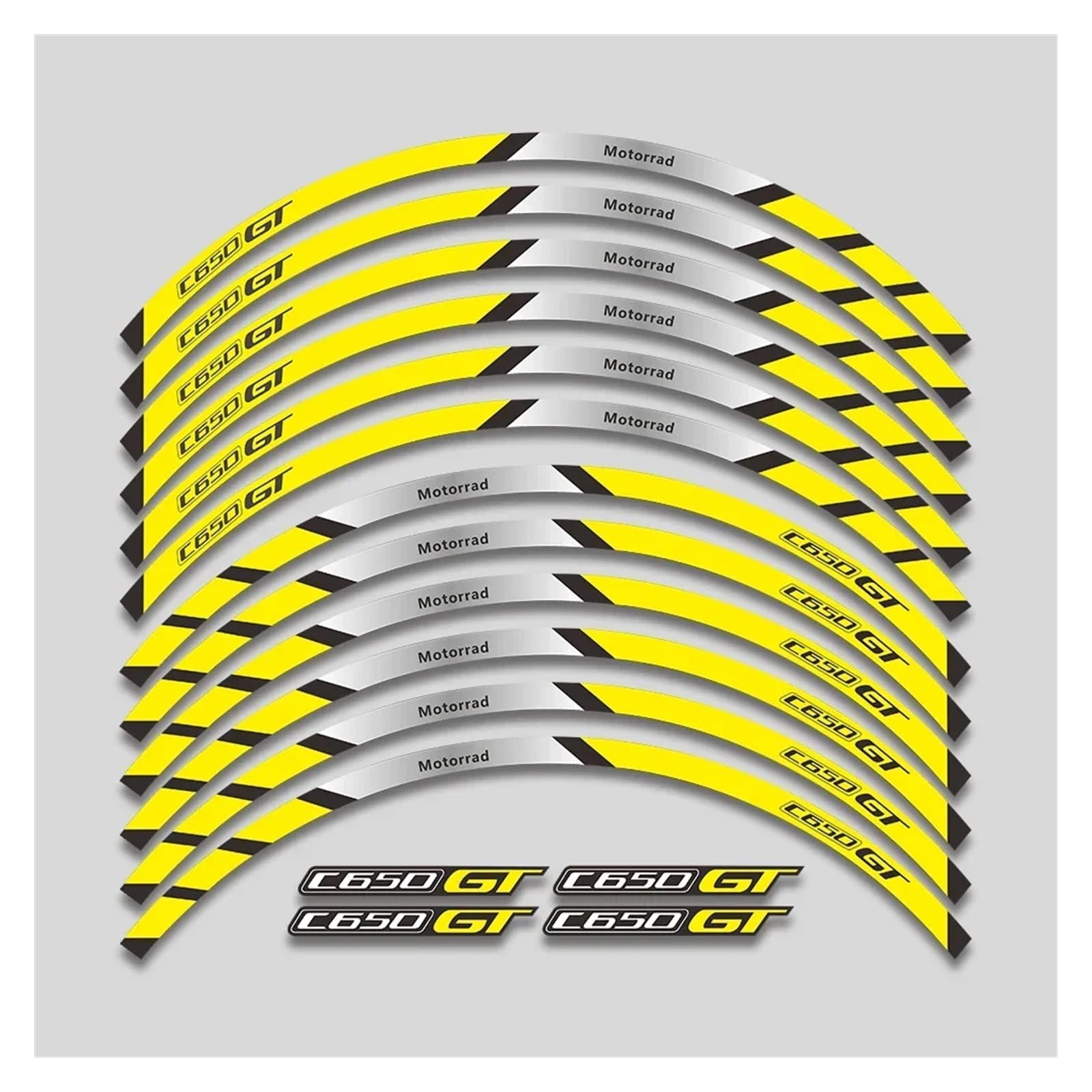 HBJzxlOK Für C650GT C 650GT 650 C650 Gt Motorrad Radnabe Aufkleber Felge Reflektierende Streifen Dekorative Aufkleber Band Set(2L A Yellow) von HBJzxlOK