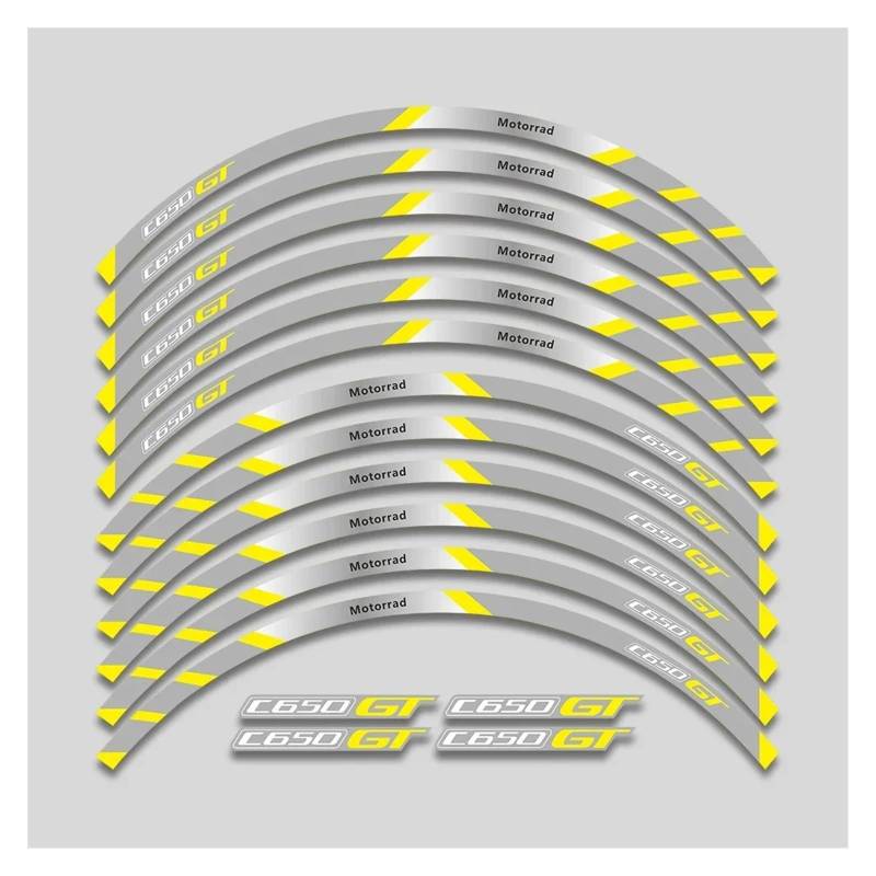 HBJzxlOK Für C650GT C 650GT 650 C650 Gt Motorrad Radnabe Aufkleber Felge Reflektierende Streifen Dekorative Aufkleber Band Set(2L B Yellow) von HBJzxlOK