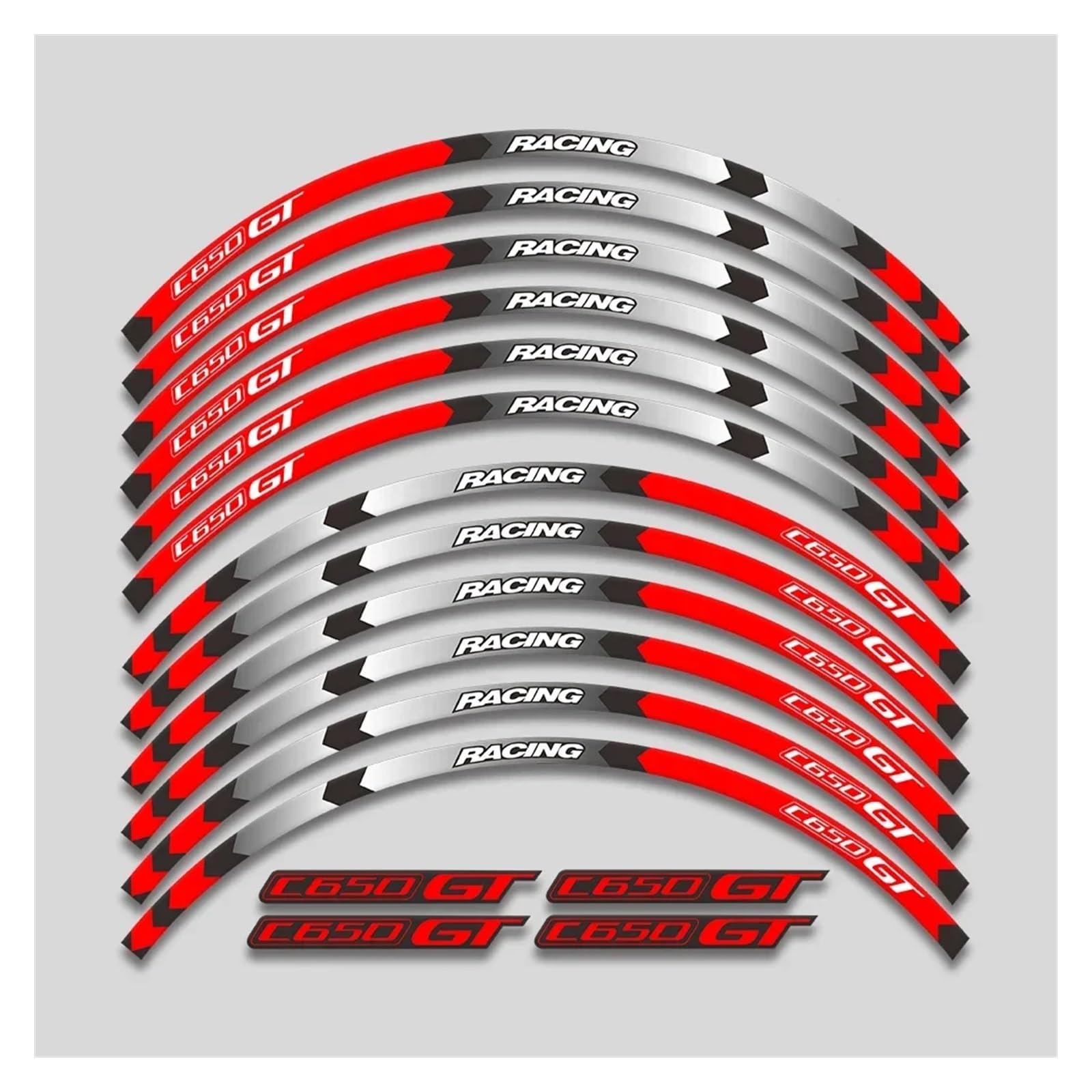 HBJzxlOK Für C650GT C 650GT 650 C650 Gt Motorrad Räder Nabe Aufkleber Dekorative Aufkleber Felge Reflektierende Streifen Band Set(1L A Red) von HBJzxlOK