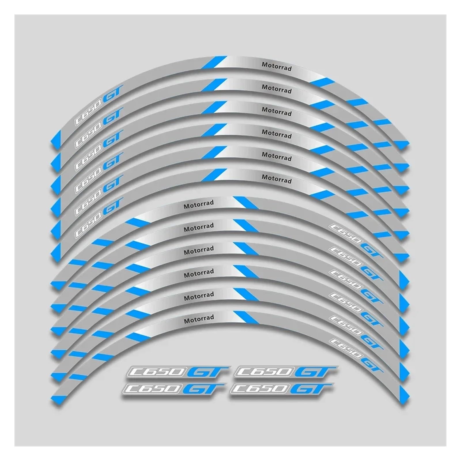 HBJzxlOK Für C650GT C 650GT 650 C650 Gt Motorrad Räder Nabe Aufkleber Dekorative Aufkleber Felge Reflektierende Streifen Band Set(2L B Bule) von HBJzxlOK