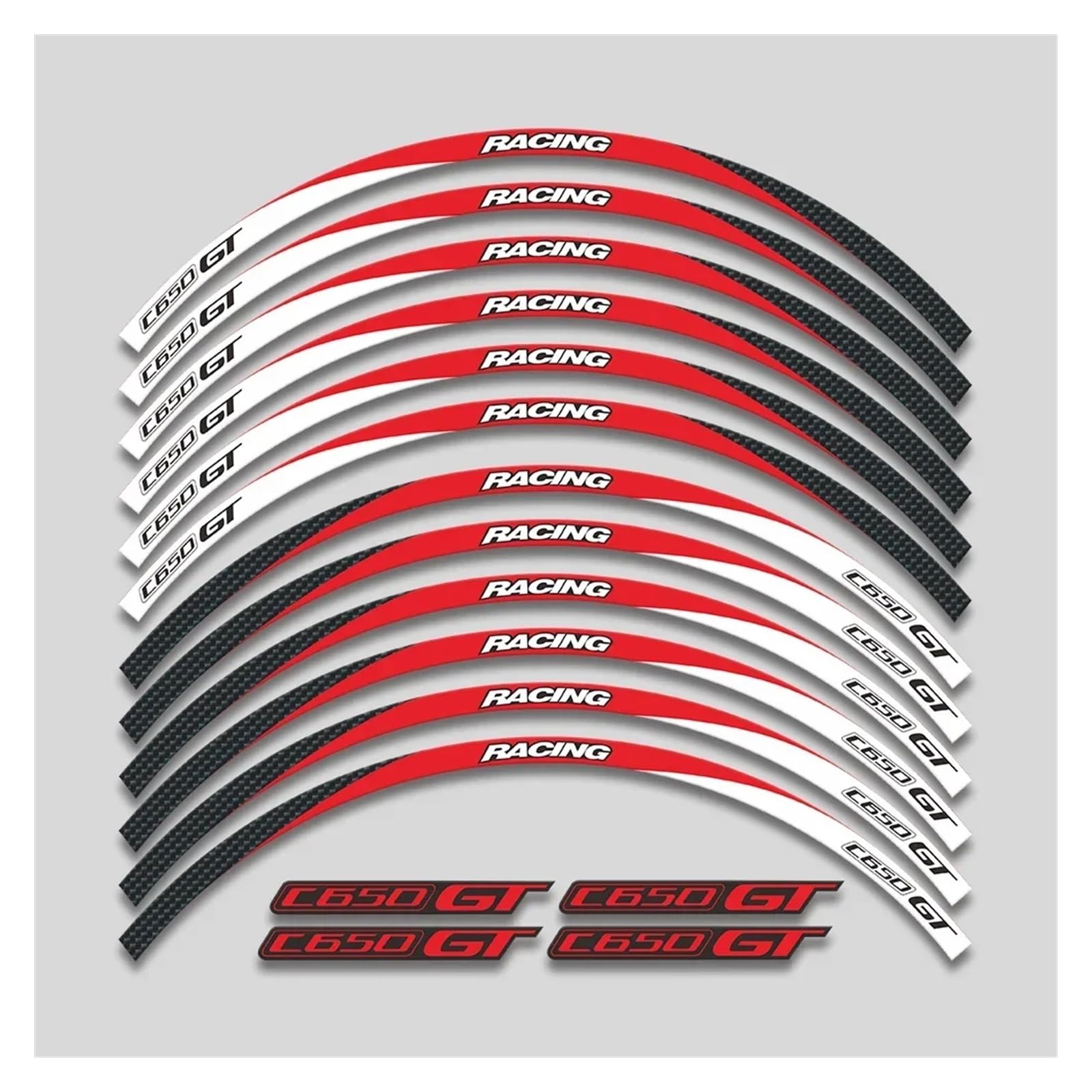 HBJzxlOK Für C650GT C 650GT 650 C650 Gt Motorrad Räder Nabe Aufkleber Dekorative Aufkleber Felge Reflektierende Streifen Band Set(3L A Red) von HBJzxlOK