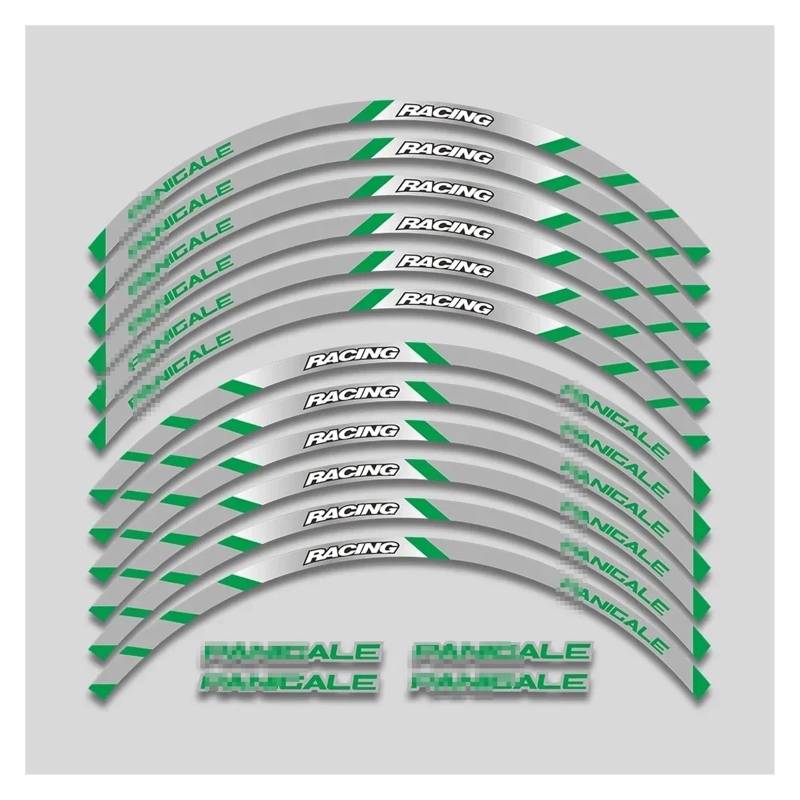 HBJzxlOK Für D&UCATI 899 959 1199 1299 Für P&anigale R V4 V2 S Motorradaufkleber Felgenreifenaufkleber Räder Nabe Reflektierendes Streifenset(Green B2) von HBJzxlOK