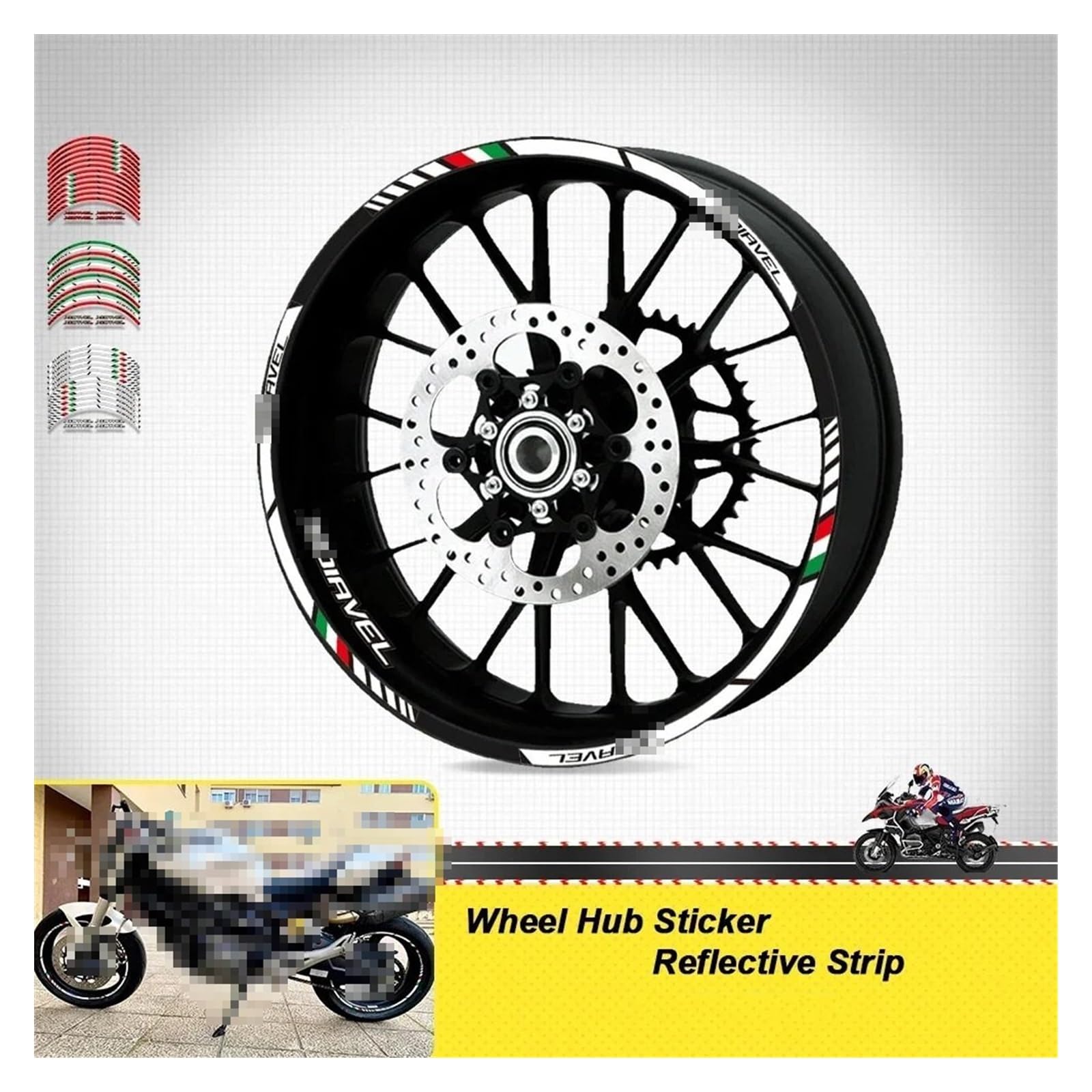 HBJzxlOK Für D&UCATI Für XDIAVEL Für X DIAVEL 17 Zoll Motorrad Aufkleber Felge Reifen Wasserdicht Aufkleber Radnabe Reflektierende Streifen Set(Red) von HBJzxlOK