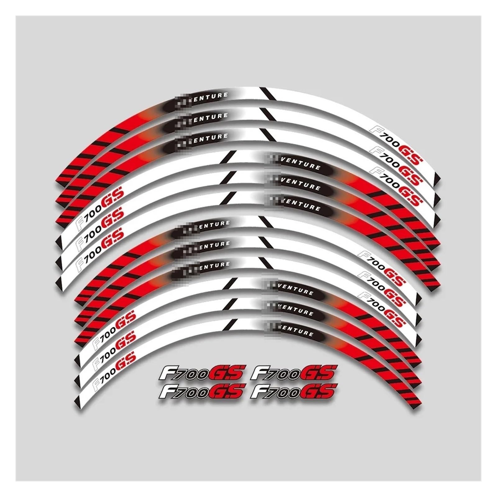 HBJzxlOK Für F700GS F 700GS F700 Gs 19''17''Rim Reifen Aufkleber Motorrad Räder Decals Dekorative Reflektierende Streifen Set(Whiye Red) von HBJzxlOK