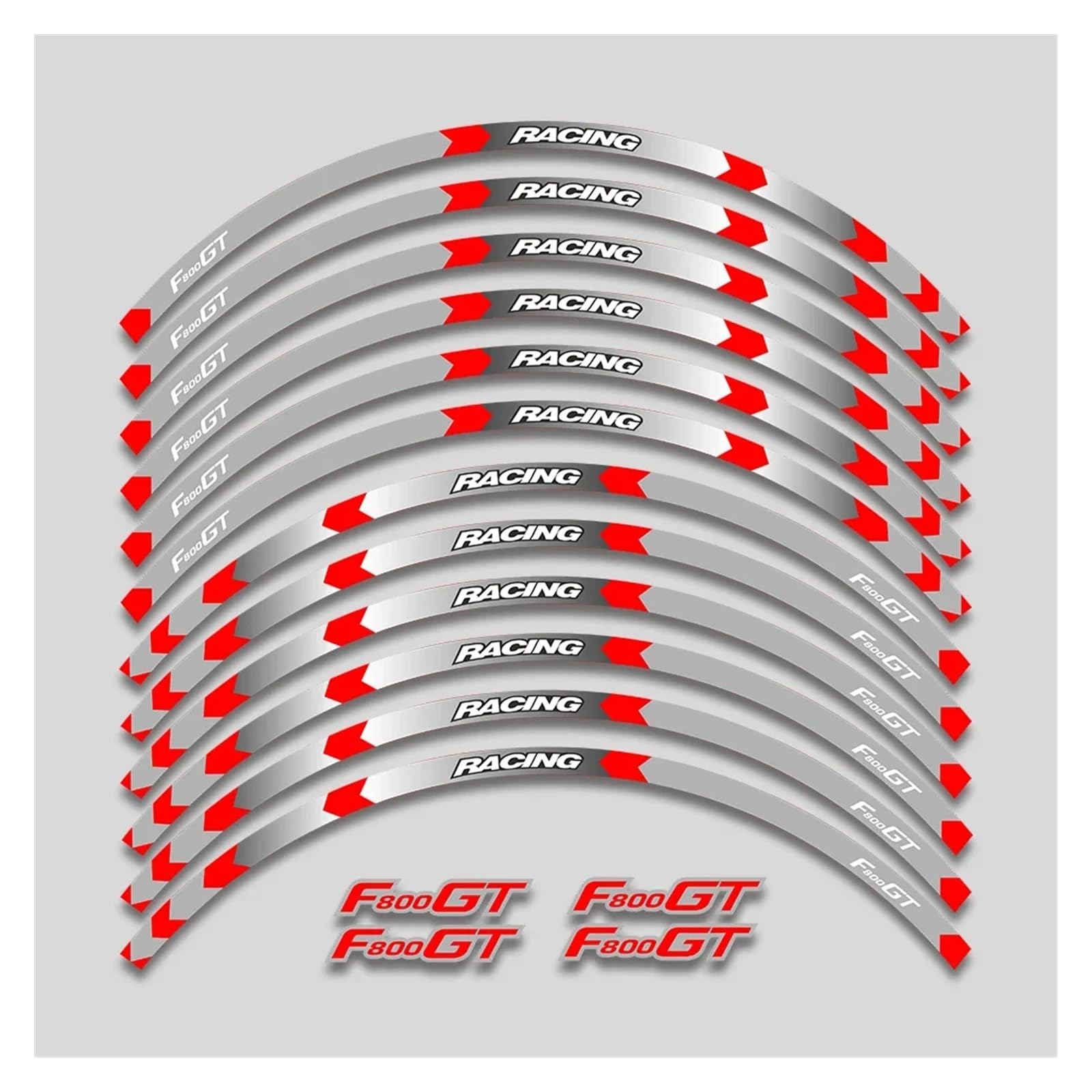 HBJzxlOK Für F800GT F 800GT 800 F800 Gt Motorrad Räder Hub Aufkleber Dekorative Decals Felge Reflektierende Streifen Band Set(1L B Red) von HBJzxlOK