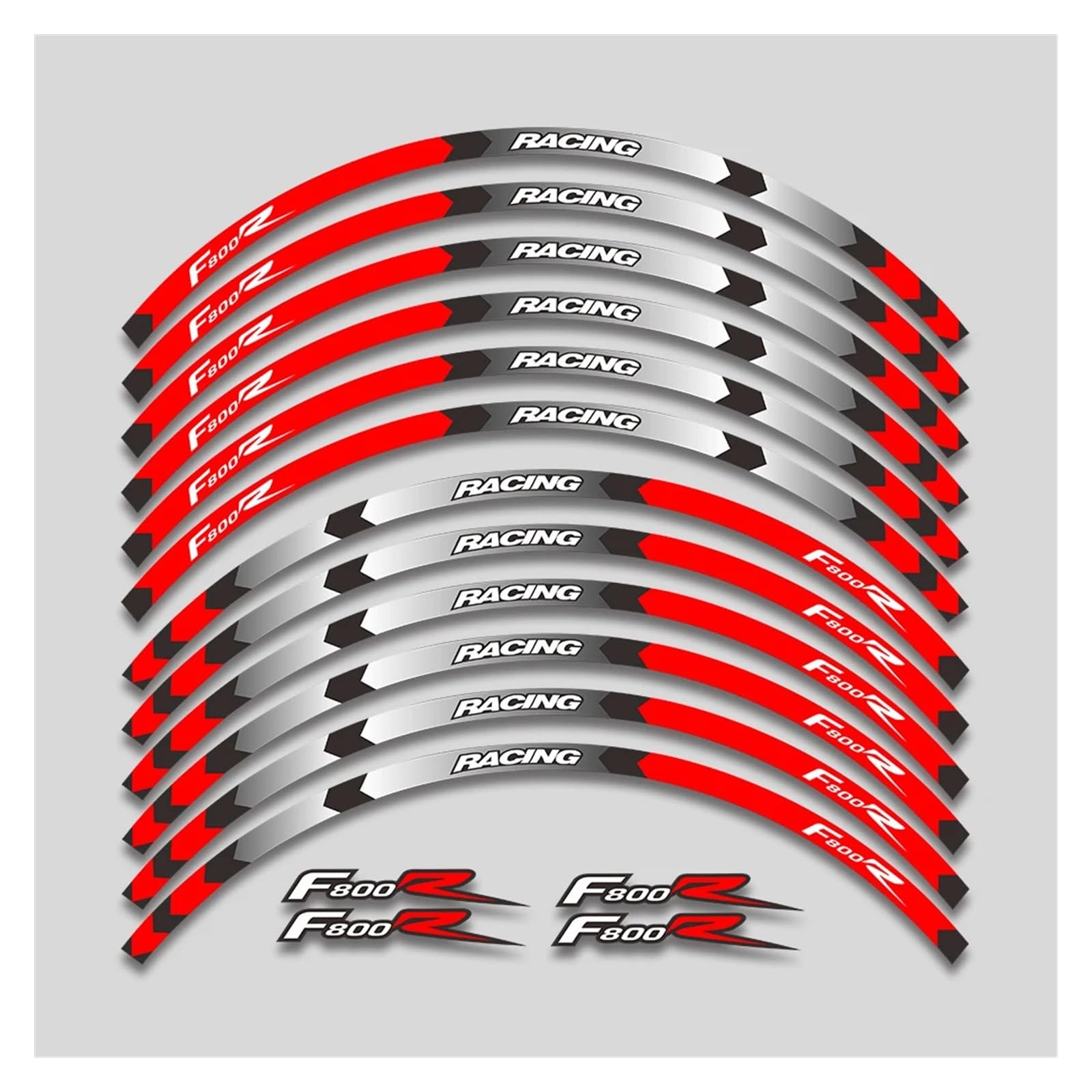 HBJzxlOK Für F800R F R800 R F800 R Motorrad Räder Aufkleber Reflektierende Streifen Band Felge Reifen Dekorative Aufkleber Set(1L A Red) von HBJzxlOK