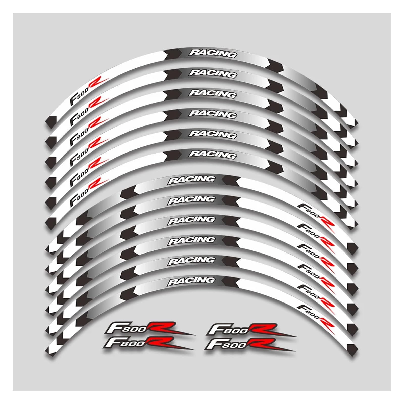 HBJzxlOK Für F800R F R800 R F800 R Motorrad Räder Aufkleber Reflektierende Streifen Band Felge Reifen Dekorative Aufkleber Set(1L A White) von HBJzxlOK