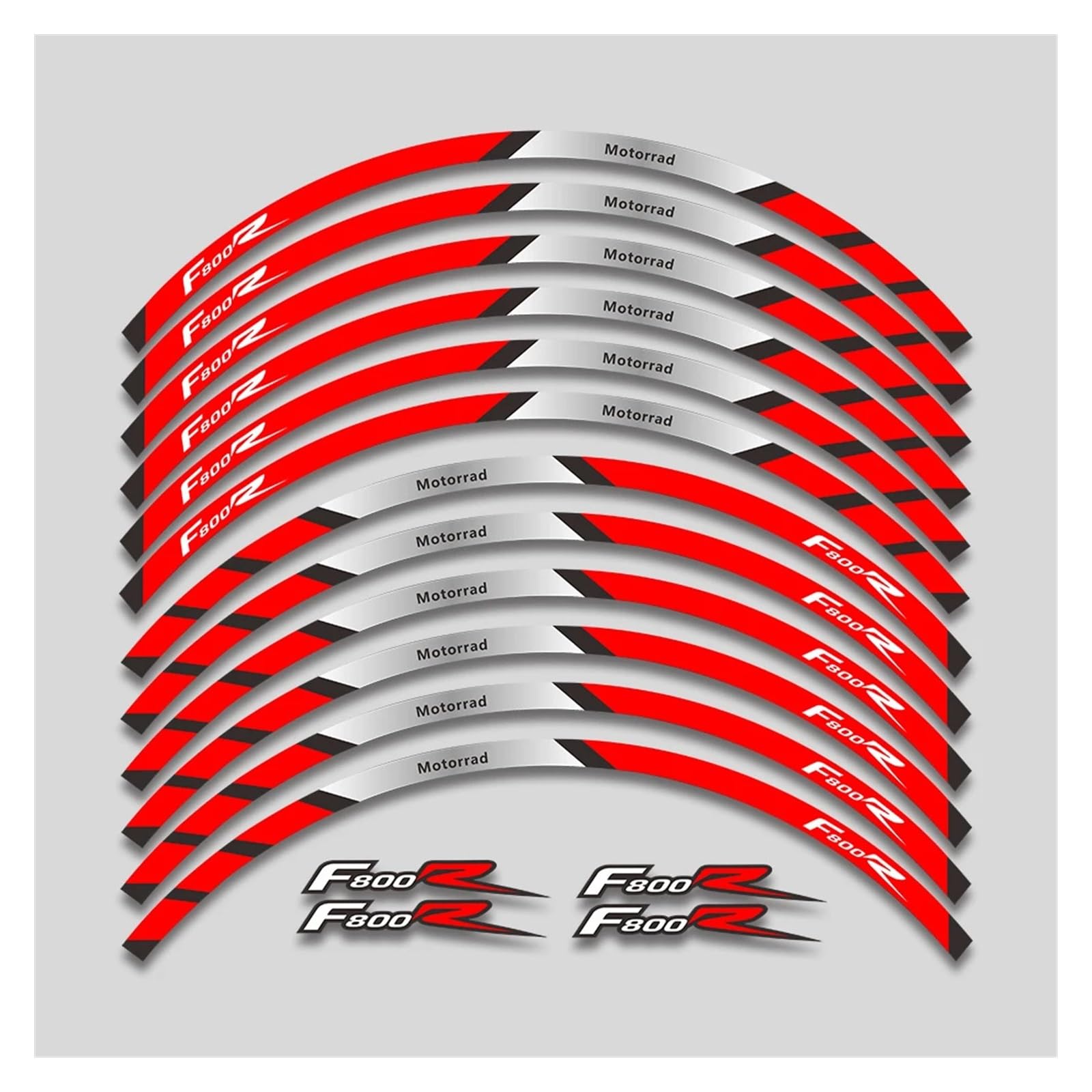 HBJzxlOK Für F800R F R800 R F800 R Motorrad Räder Aufkleber Reflektierende Streifen Band Felge Reifen Dekorative Aufkleber Set(2L A Red) von HBJzxlOK