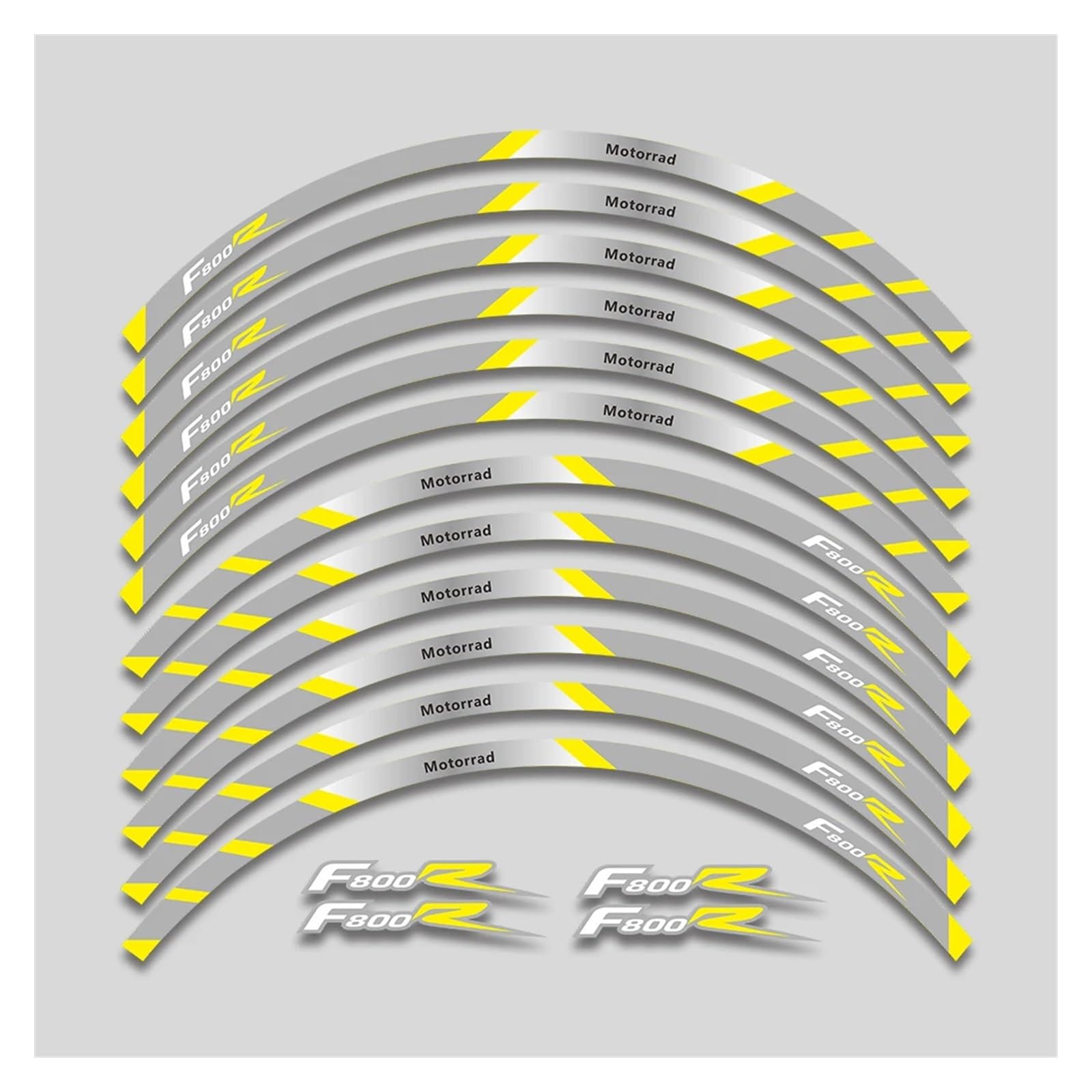 HBJzxlOK Für F800R F R800 R F800 R Motorrad Räder Aufkleber Reflektierende Streifen Band Felge Reifen Dekorative Aufkleber Set(2L B Yellow) von HBJzxlOK