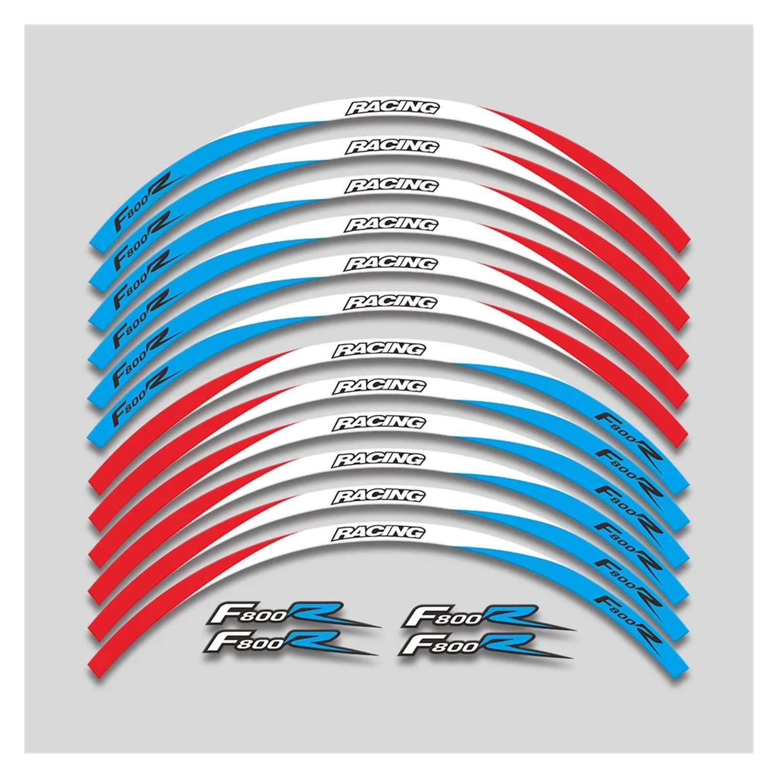 HBJzxlOK Für F800R F R800 R F800 R Motorrad Räder Aufkleber Reflektierende Streifen Band Felge Reifen Dekorative Aufkleber Set(3L A Red White Bule) von HBJzxlOK