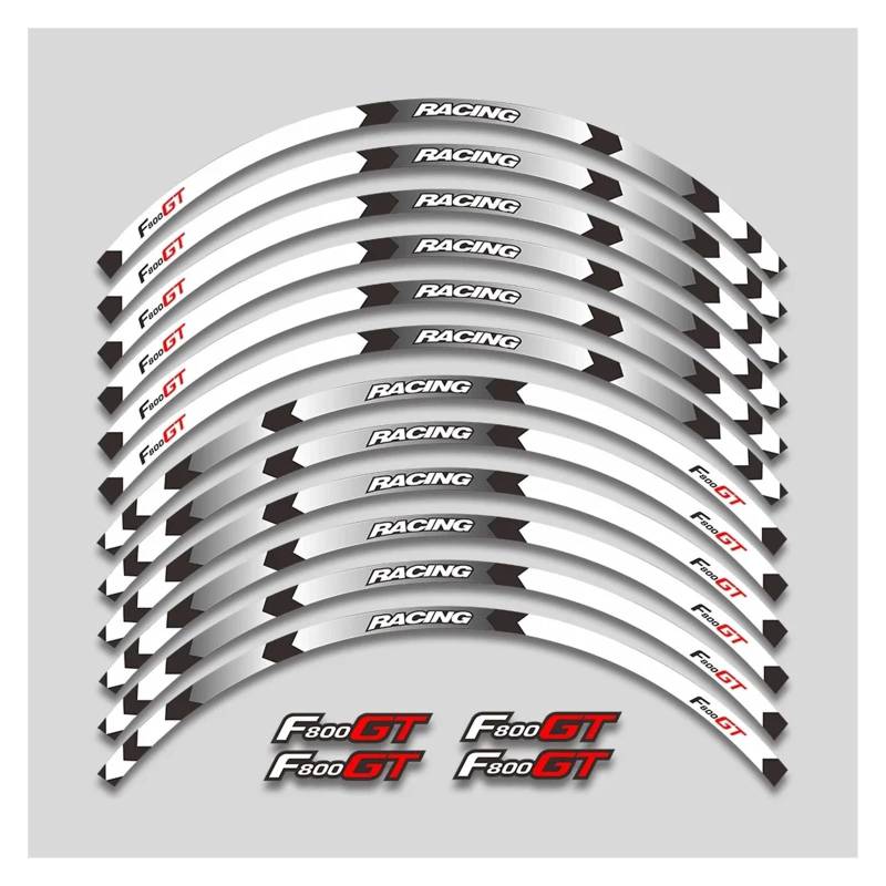 HBJzxlOK Für F800gt F 800gt F800 GT Motorrad Räder Aufkleber Felge Reifen Reflektierende Streifen Wasserdicht Dekorative Decals Set(1L A White) von HBJzxlOK