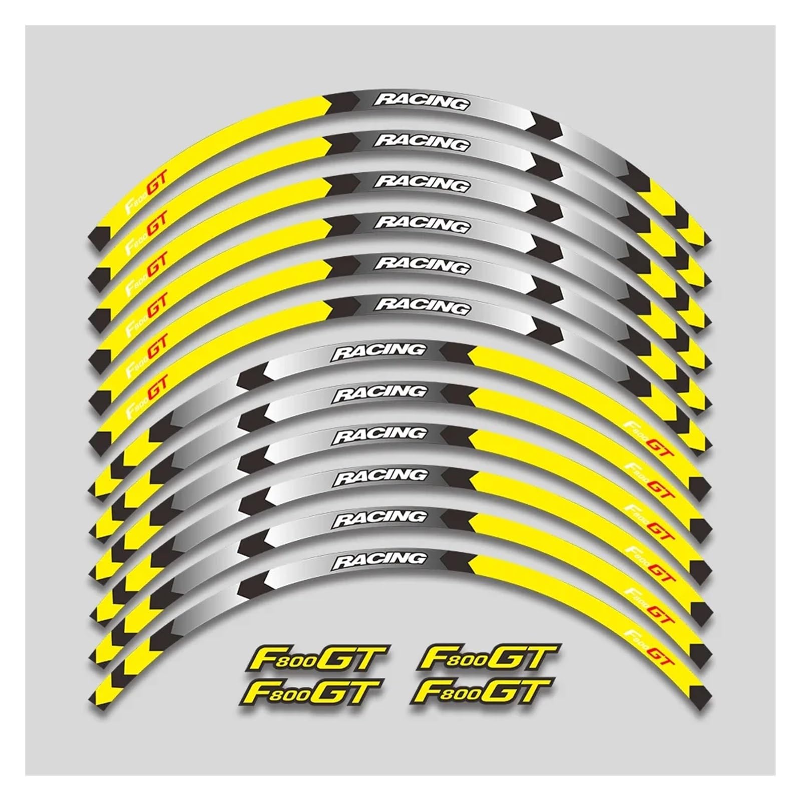 HBJzxlOK Für F800gt F 800gt F800 GT Motorrad Räder Aufkleber Felge Reifen Reflektierende Streifen Wasserdicht Dekorative Decals Set(1L A Yellow) von HBJzxlOK