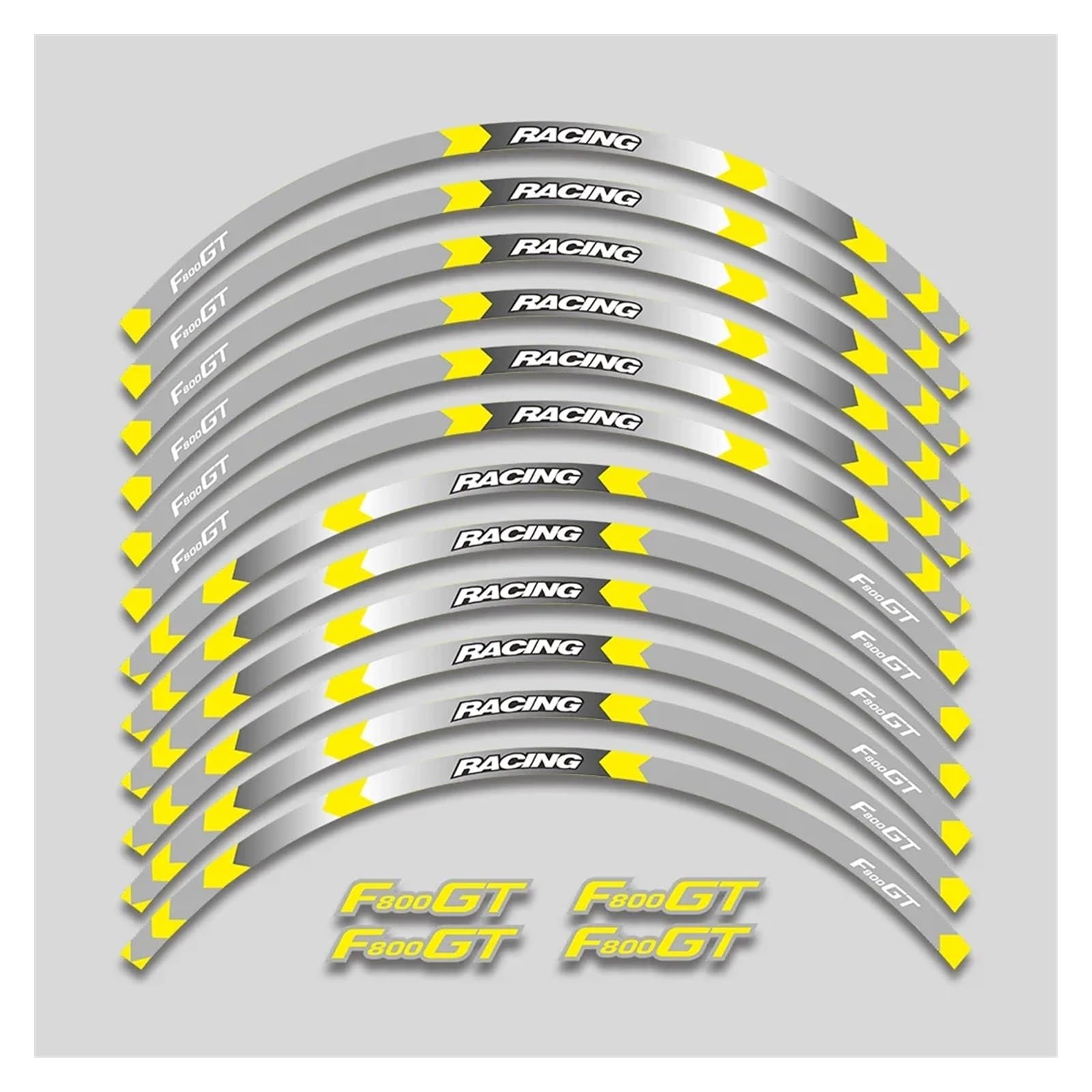 HBJzxlOK Für F800gt F 800gt F800 GT Motorrad Räder Aufkleber Felge Reifen Reflektierende Streifen Wasserdicht Dekorative Decals Set(1L B Yellow) von HBJzxlOK