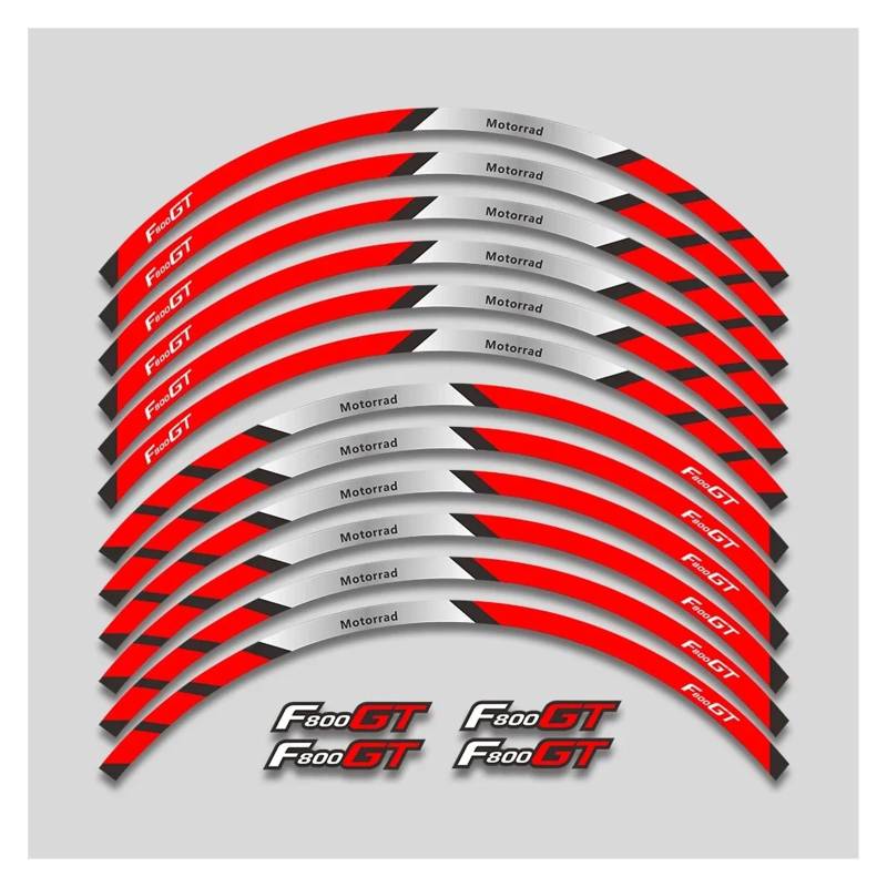 HBJzxlOK Für F800gt F 800gt F800 GT Motorrad Räder Aufkleber Felge Reifen Reflektierende Streifen Wasserdicht Dekorative Decals Set(2L A Red) von HBJzxlOK