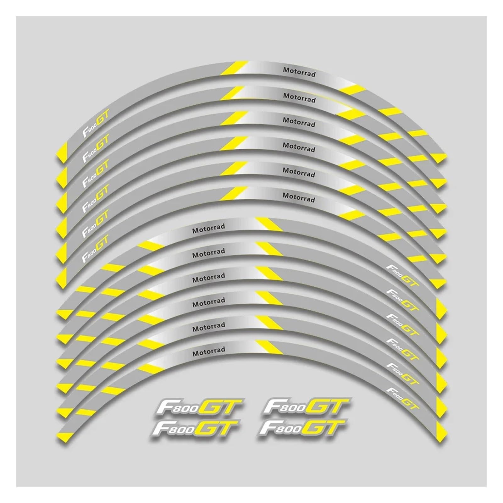 HBJzxlOK Für F800gt F 800gt F800 GT Motorrad Räder Aufkleber Felge Reifen Reflektierende Streifen Wasserdicht Dekorative Decals Set(2L B Yellow) von HBJzxlOK