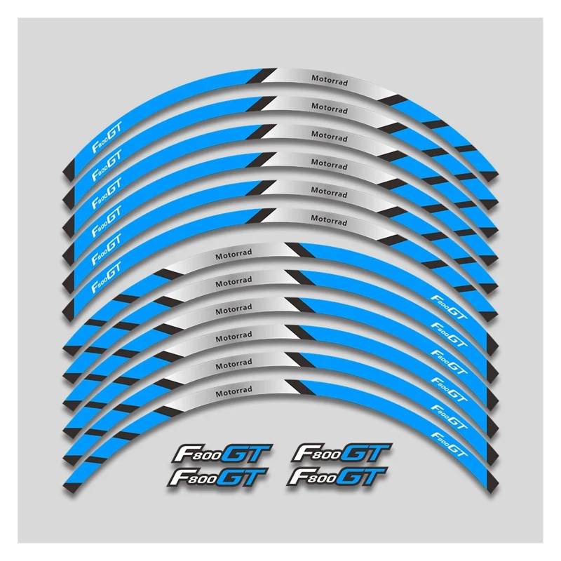 HBJzxlOK Für F800gt F 800gt F800 GT Motorrad Räder Aufkleber Felge Reifen Reflektierende Streifen Wasserdicht Dekorative Decals Set(2LA Bule) von HBJzxlOK