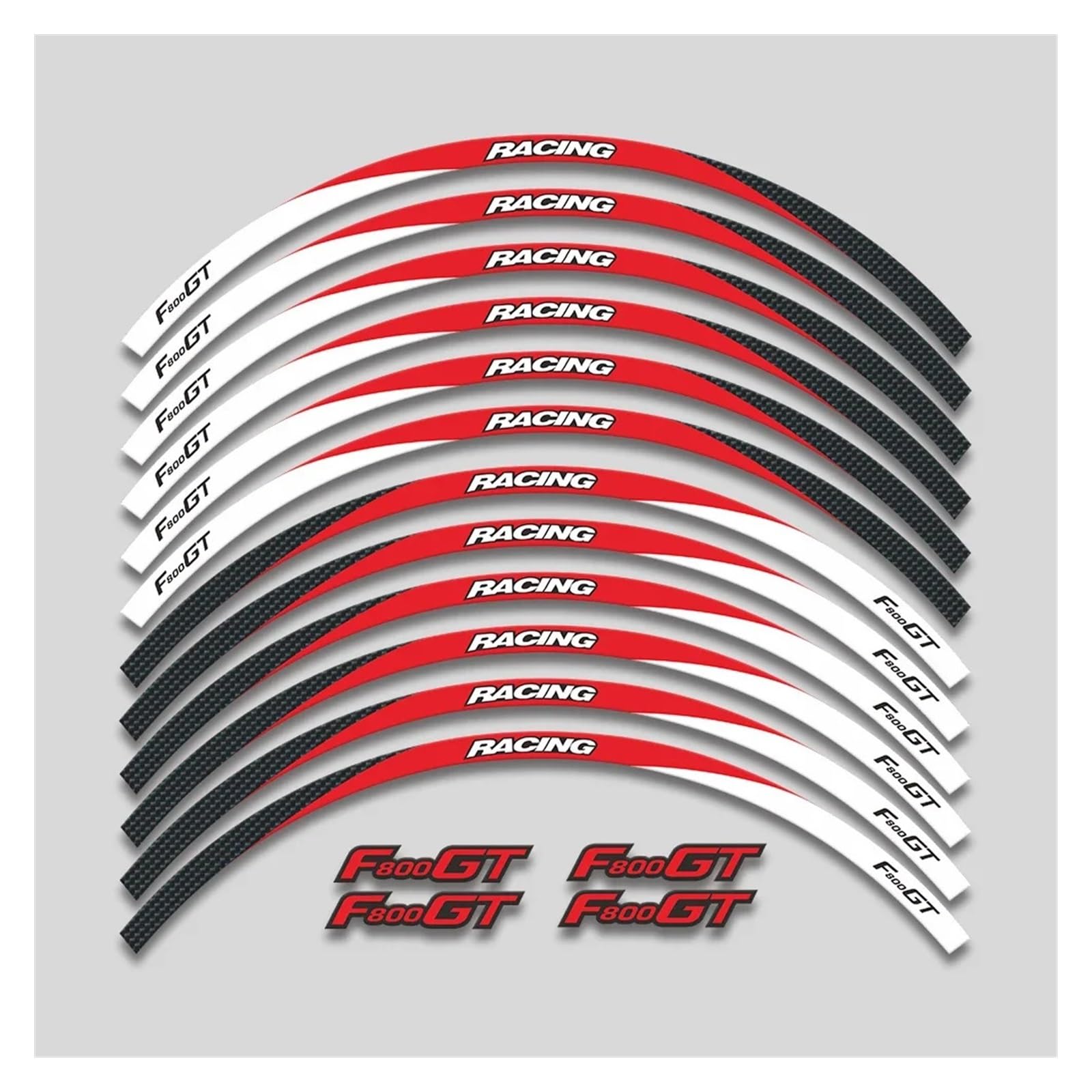 HBJzxlOK Für F800gt F 800gt F800 GT Motorrad Räder Aufkleber Felge Reifen Reflektierende Streifen Wasserdicht Dekorative Decals Set(3L A Red) von HBJzxlOK