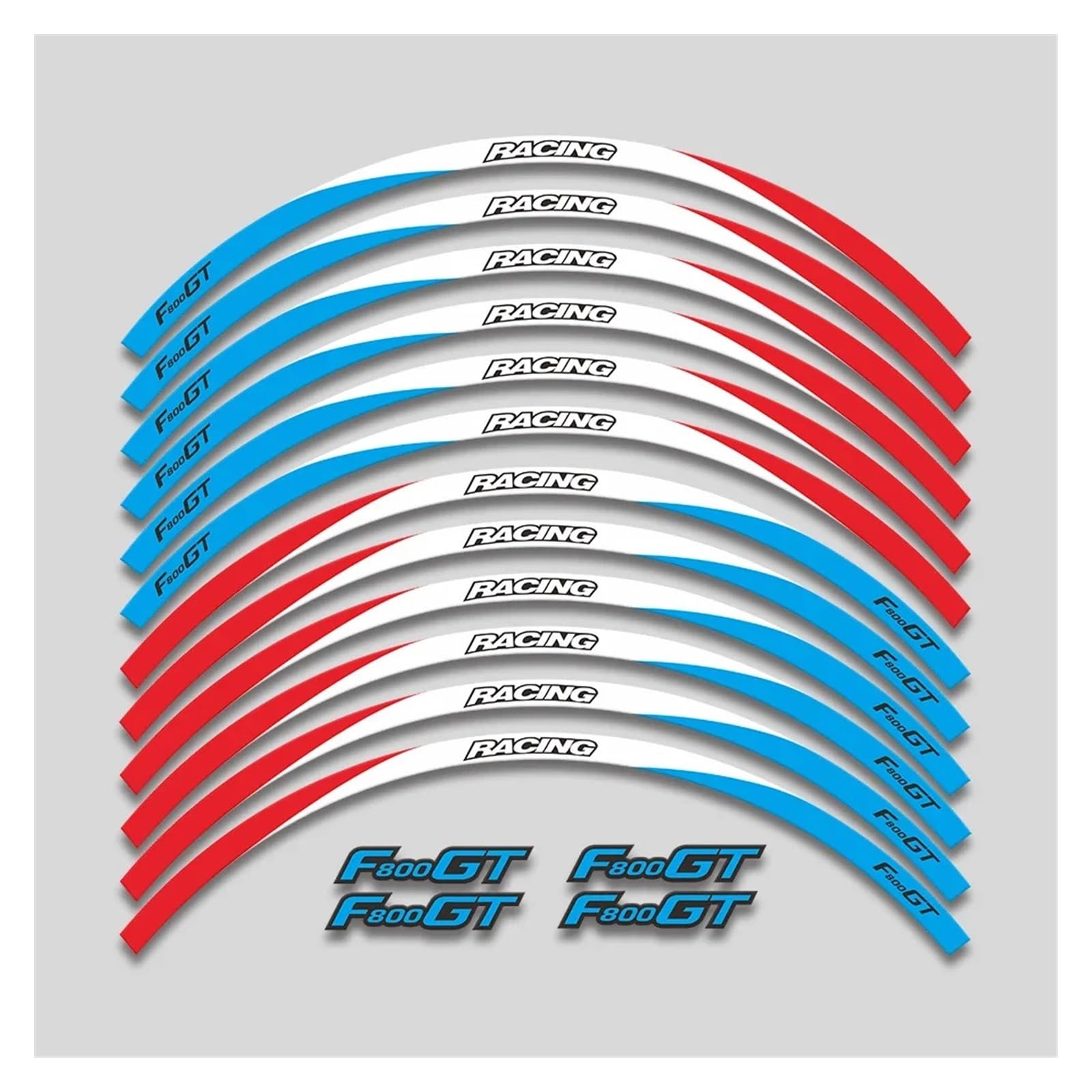 HBJzxlOK Für F800gt F 800gt F800 GT Motorrad Räder Aufkleber Felge Reifen Reflektierende Streifen Wasserdicht Dekorative Decals Set(3L A Red White Bule) von HBJzxlOK