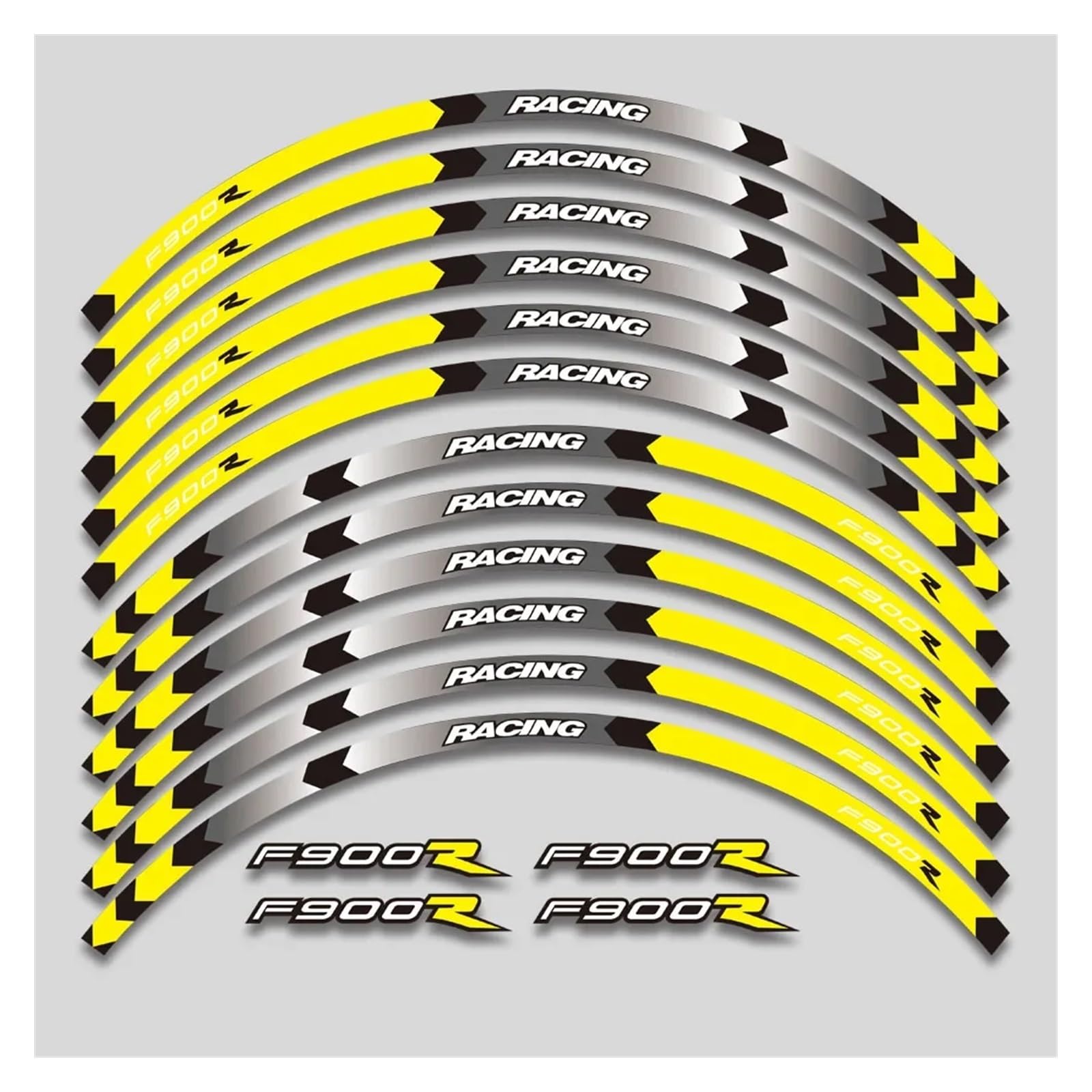 HBJzxlOK Für F900R F900 RF 900 R F900r Motorrad Räder Aufkleber Reflektierende Streifen Felge Reifen Wasserdicht Aufkleber Set(1L A Yellow) von HBJzxlOK