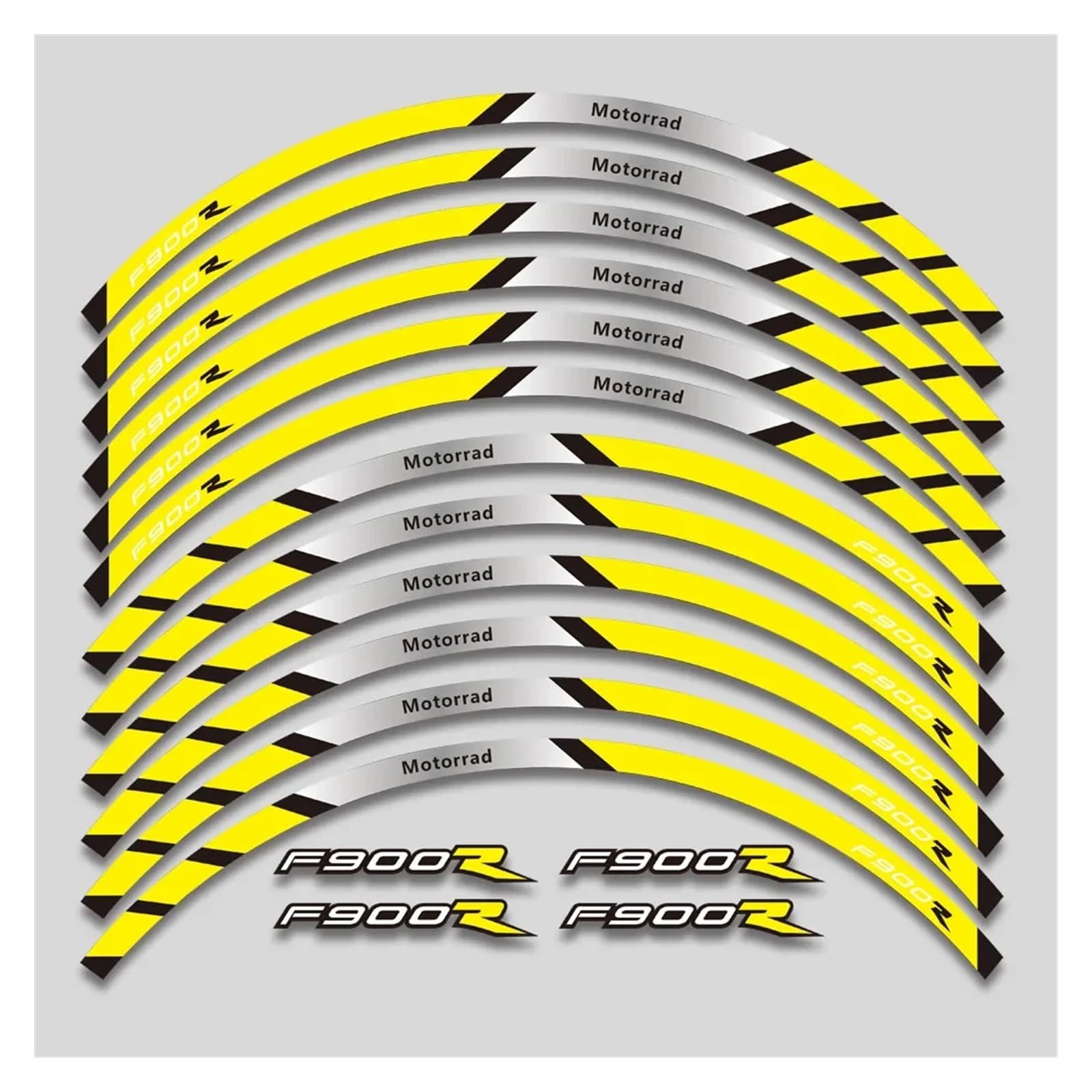 HBJzxlOK Für F900R F900 RF 900 R F900r Motorrad Räder Aufkleber Reflektierende Streifen Felge Reifen Wasserdicht Aufkleber Set(2L A Yellow) von HBJzxlOK