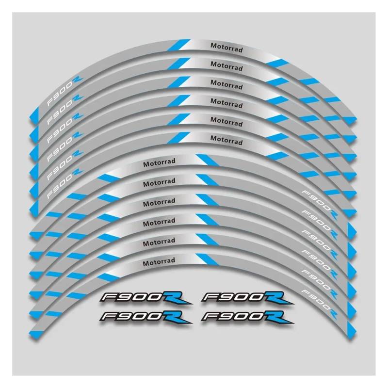 HBJzxlOK Für F900R F900 RF 900 R F900r Motorrad Räder Aufkleber Reflektierende Streifen Felge Reifen Wasserdicht Aufkleber Set(2L B Bule) von HBJzxlOK