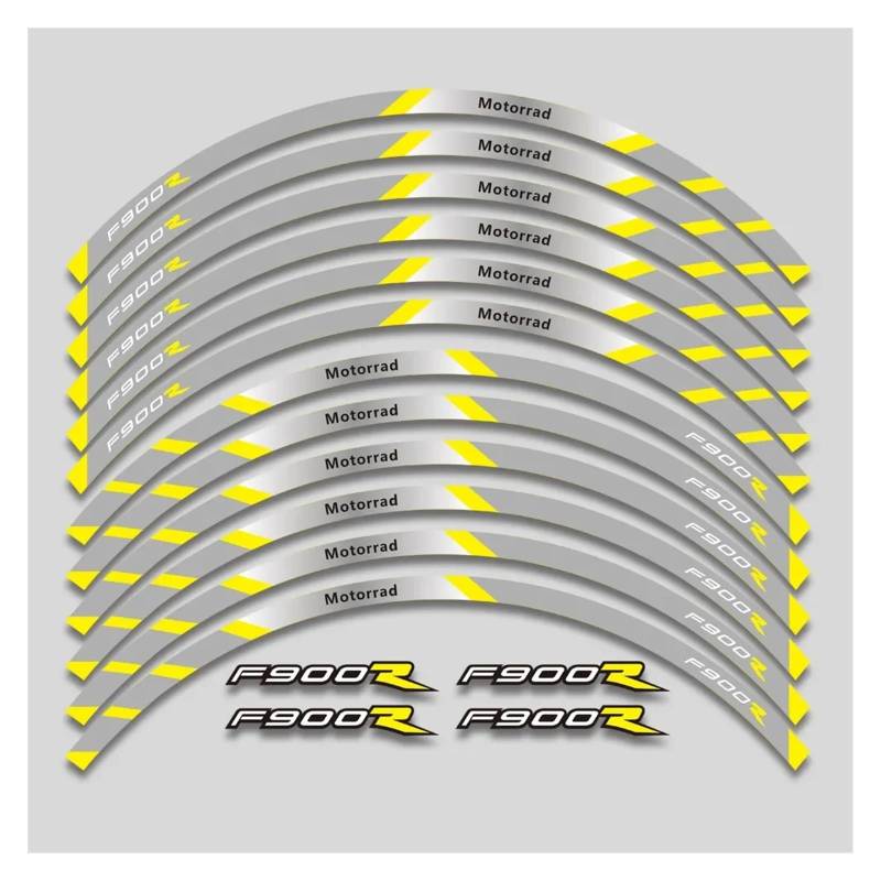 HBJzxlOK Für F900R F900 RF 900 R F900r Motorrad Räder Aufkleber Reflektierende Streifen Felge Reifen Wasserdicht Aufkleber Set(2L B Yellow) von HBJzxlOK