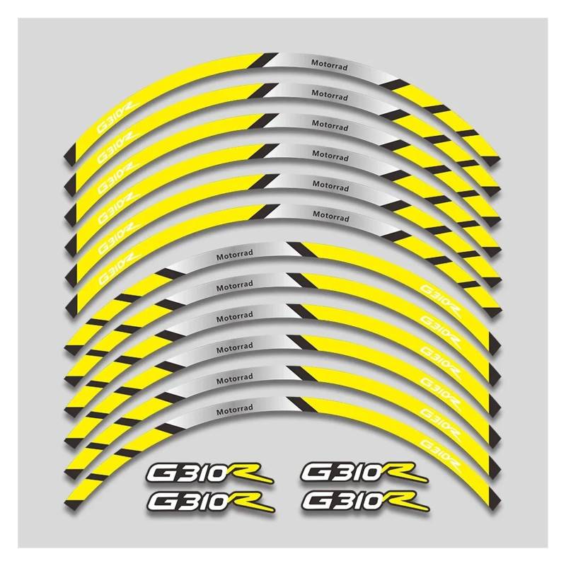 HBJzxlOK Für G310R G 310R G310 R Motorrad Räder Aufkleber Wasserdicht Dekorative Aufkleber Felge Reflektierende Streifen Band Set(Yellow 1) von HBJzxlOK