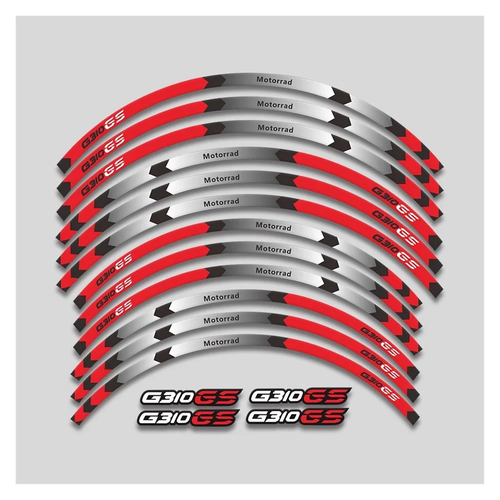 HBJzxlOK Für G310gs G310GS G310 GS G 310 GS Motorrad Räder Aufkleber Felge Reifen Reflektierende Streifen Dekorative Decals Set(1L Red) von HBJzxlOK