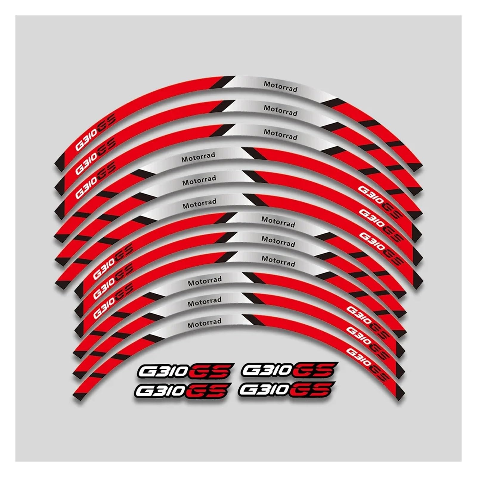 HBJzxlOK Für G310gs G310GS G310 GS G 310 GS Motorrad Räder Aufkleber Felge Reifen Reflektierende Streifen Dekorative Decals Set(2L Red) von HBJzxlOK