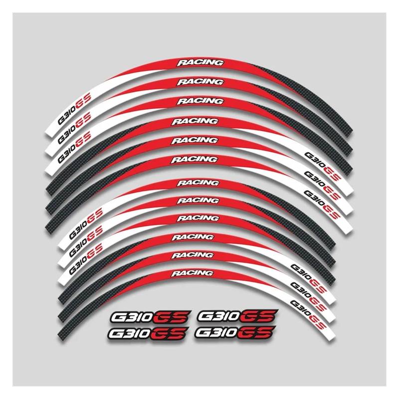 HBJzxlOK Für G310gs G310GS G310 GS G 310 GS Motorrad Räder Aufkleber Felge Reifen Reflektierende Streifen Dekorative Decals Set(3L Red) von HBJzxlOK