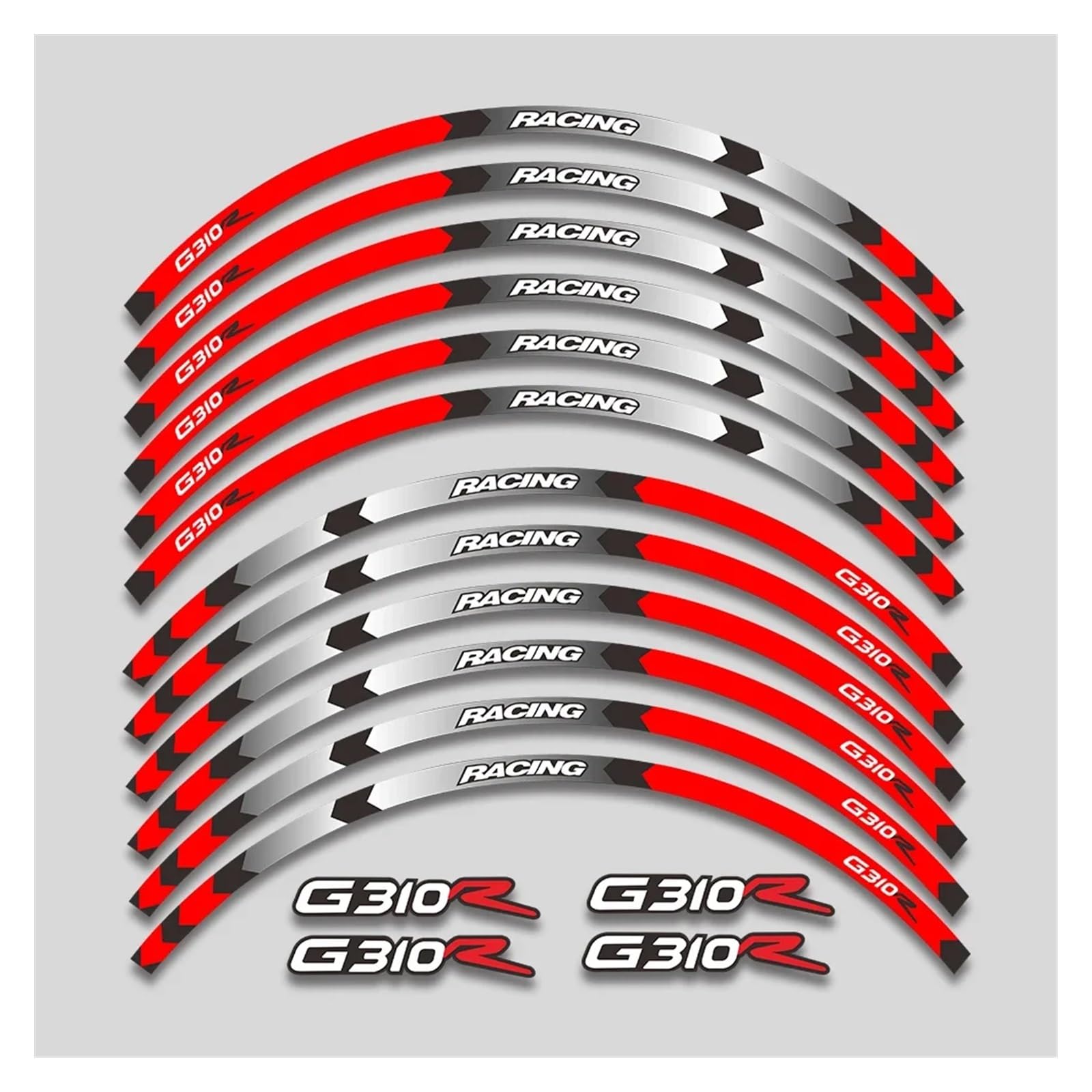 HBJzxlOK Für G310r G 310R G310 R Motorrad Räder Aufkleber Felge Reifen Reflektierende Streifen Wasserdicht Dekorative Decals Set(1L A Red) von HBJzxlOK