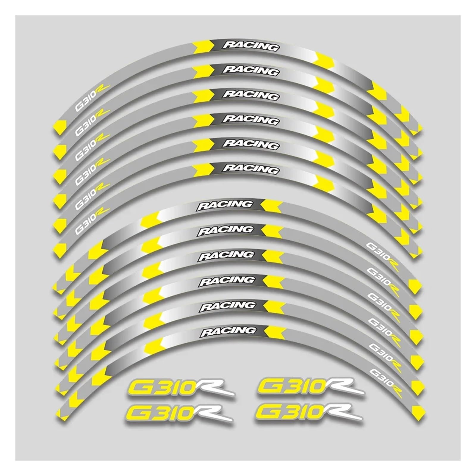 HBJzxlOK Für G310r G 310R G310 R Motorrad Räder Aufkleber Felge Reifen Reflektierende Streifen Wasserdicht Dekorative Decals Set(1L B Yellow) von HBJzxlOK