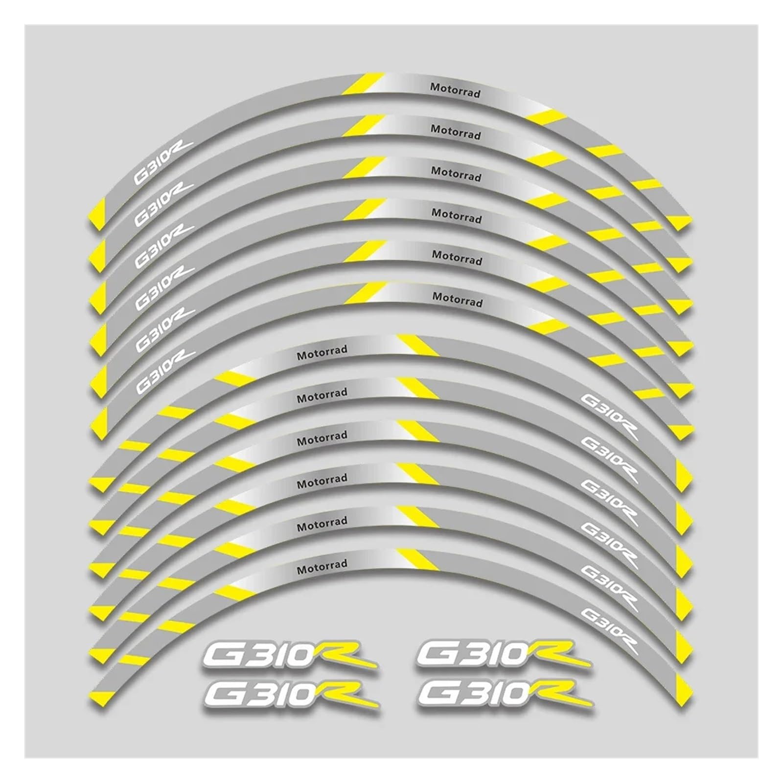 HBJzxlOK Für G310r G 310R G310 R Motorrad Räder Aufkleber Felge Reifen Reflektierende Streifen Wasserdicht Dekorative Decals Set(2L B Yellow) von HBJzxlOK