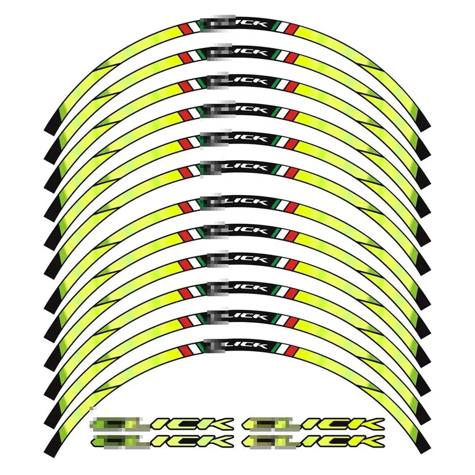 HBJzxlOK Für H&ONDA Für C&Lick 125i 150i 160i 14 Zoll Motorradaufkleber Radnabenaufkleber Felgenreflektierende Aufkleber Streifenband-Set(Green Black) von HBJzxlOK