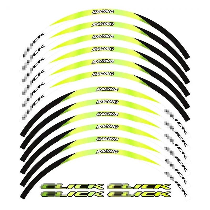 HBJzxlOK Für H&ONDA Für C&Lick 125i 150i 160i 14 Zoll Motorradaufkleber Radnabenaufkleber Felgenreflektierende Aufkleber Streifenband-Set(Green-C) von HBJzxlOK