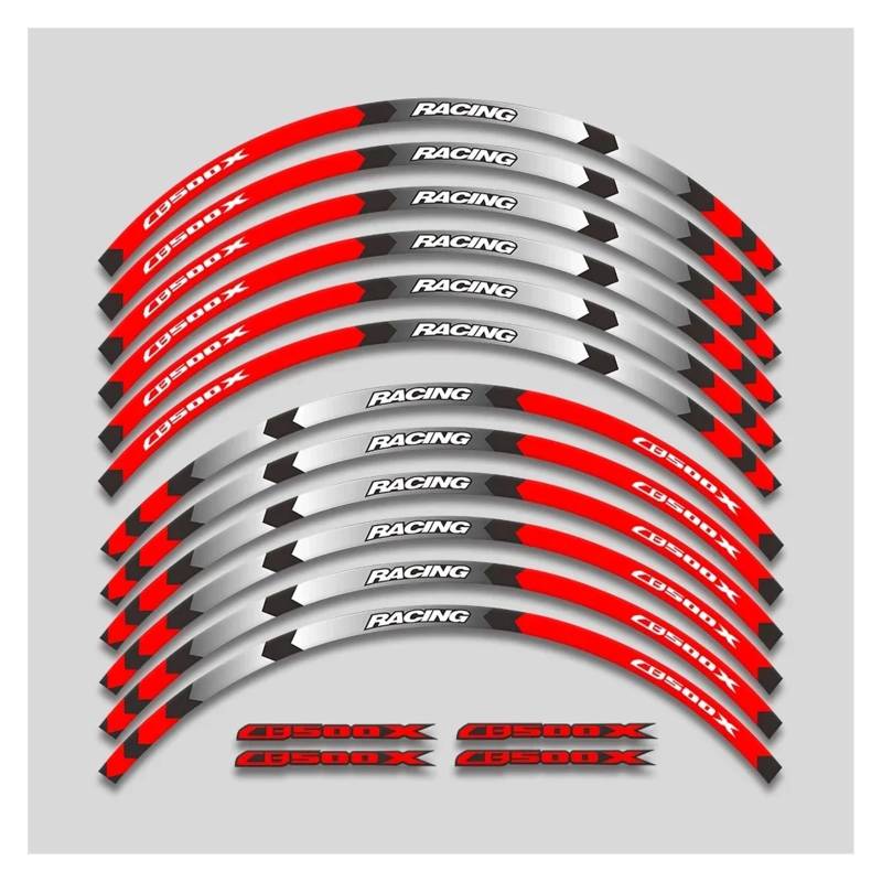 HBJzxlOK Für H&onda CB500X CB 500 CB500 X 500X Motorradräder Nabenaufkleber Reflektierendes Streifenband Reifen Dekoratives Aufkleberset(1L A Red) von HBJzxlOK