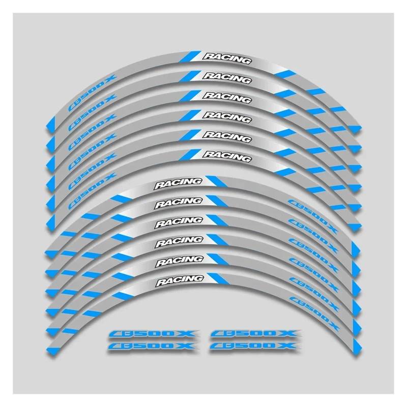 HBJzxlOK Für H&onda CB500X CB 500 CB500 X 500X Motorradräder Nabenaufkleber Reflektierendes Streifenband Reifen Dekoratives Aufkleberset(2L B Bule) von HBJzxlOK