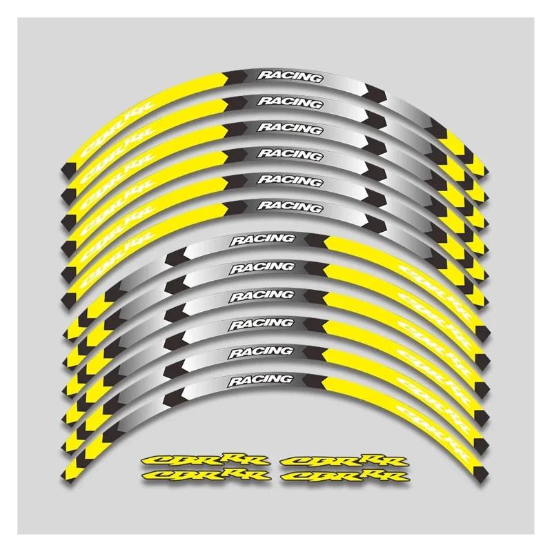 HBJzxlOK Für H&onda CBR600RR CBR929RR CBR954RR CBR1000RR CBR 600RR 1000RR 954RR Motorrad Radnabe Aufkleber Felge Reflektierende Streifen Aufkleber(1L A Yellow) von HBJzxlOK