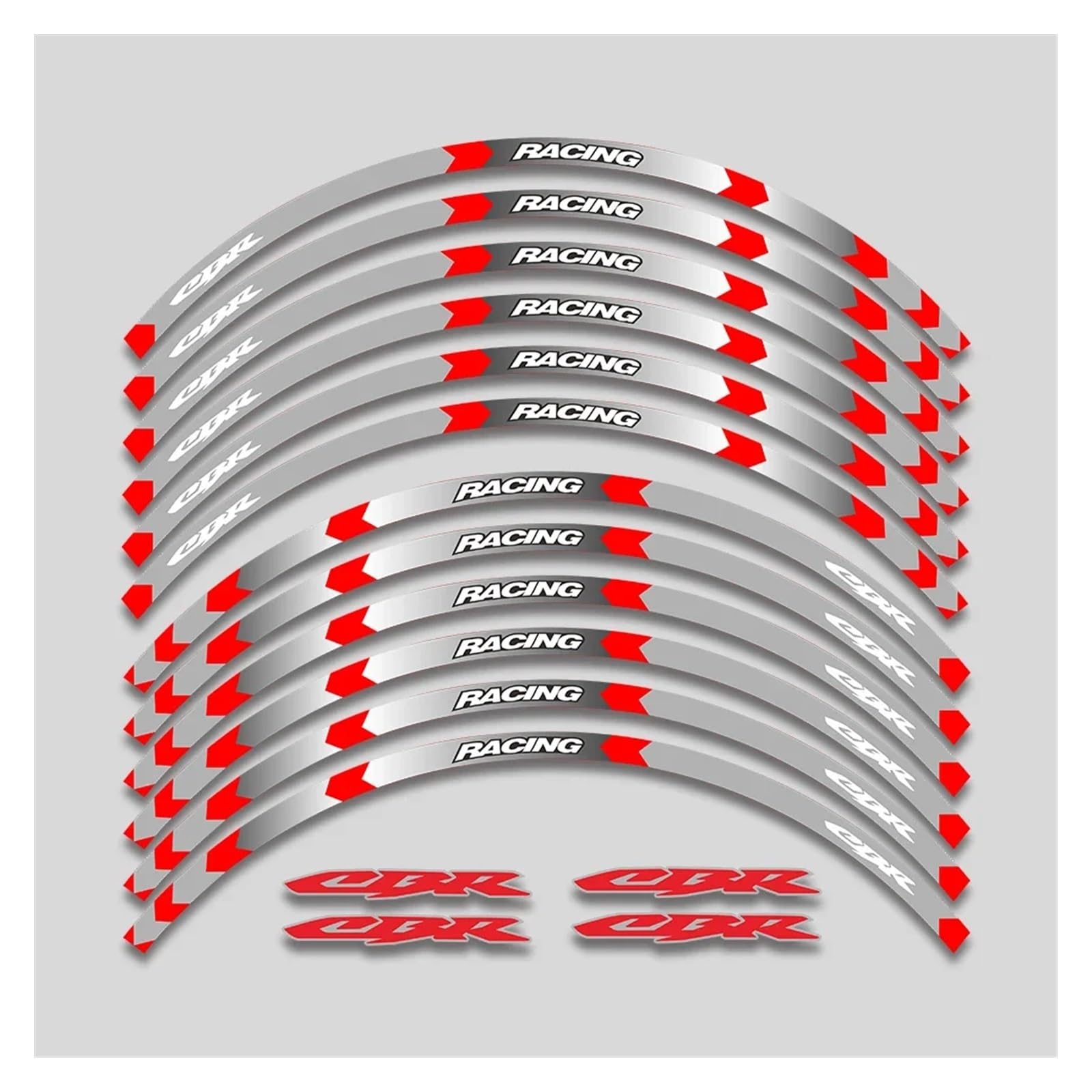 HBJzxlOK Für H&onda Für CBR250RR Für CBR400RR Für CBR600RR Für CBR1000RR Motorradaufkleber Räder Dekorative Aufkleber Felge Reifen Reflektierende Streifen(1L B Red) von HBJzxlOK