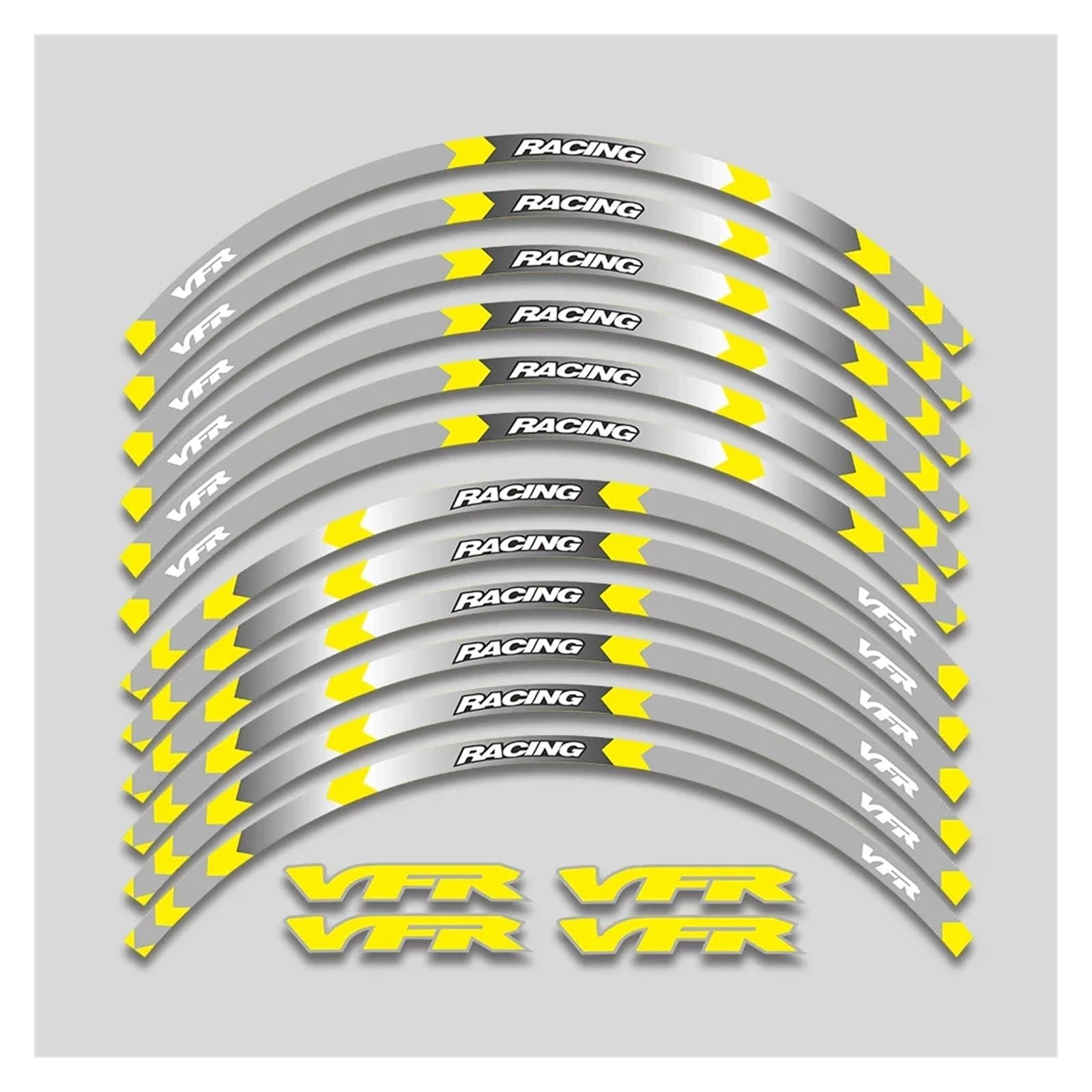 HBJzxlOK Für H&onda Für VFR750 Für VFR800 Für VFR 1200 F Motorradräder Aufkleber Felgenreifen Dekorative Abziehbilder Wasserdichter Reflektierender Streifen(B Yellow) von HBJzxlOK