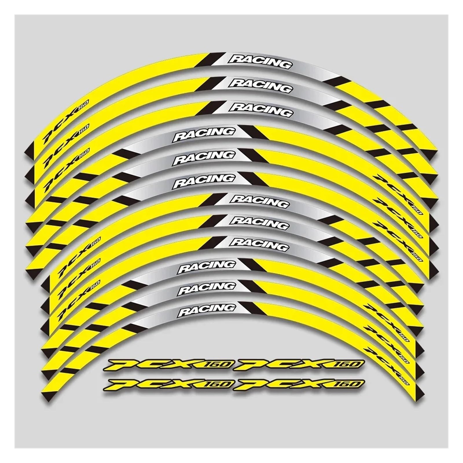 HBJzxlOK Für H&onda PCX160 Pcx 160 Motorradaufkleber, dekorative Räder, Hun-Abziehbilder, Reifen, reflektierender Aufkleber, Streifenband(2L A Yellow) von HBJzxlOK