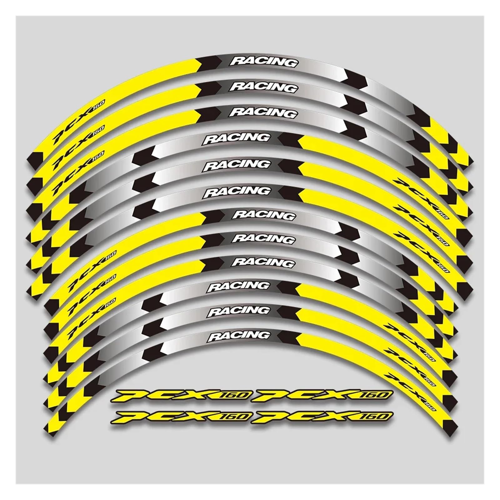 HBJzxlOK Für H&onda für PCX160 PCX 160 2021 Motorradaufkleber Dekorative Räder Abziehbilder Felgenreifen Wasserdichtes Reflektierendes Streifenset(1L A Yellow) von HBJzxlOK