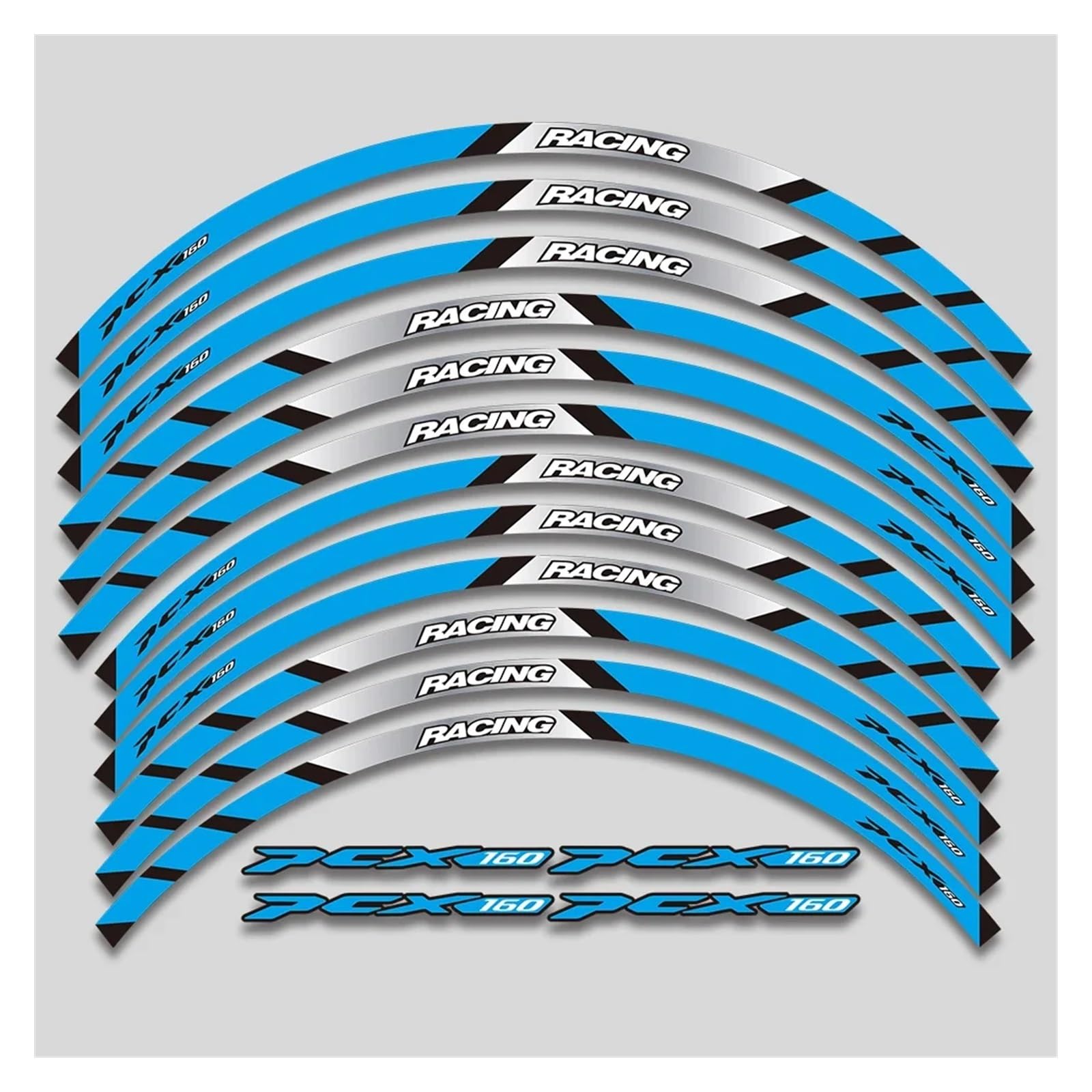 HBJzxlOK Für H&onda für PCX160 PCX 160 2021 Motorradaufkleber Dekorative Räder Abziehbilder Felgenreifen Wasserdichtes Reflektierendes Streifenset(2L A Bule) von HBJzxlOK