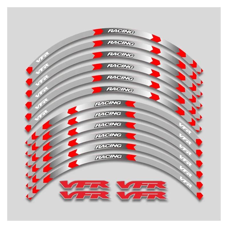 HBJzxlOK Für H&onda für VFR750 für VFR800 für VFR1200 F Motorradräder Aufkleber Felgenreifen wasserdichte reflektierende Streifen dekorative Aufkleber(1L B Red) von HBJzxlOK