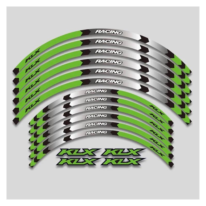 HBJzxlOK Für K&AWASAKI KLX 400 400R 400SR 450R 300 300R 250S 250 250R 230 230S 230R R Motorrad Felgenaufkleber Radnabe Reflektierende Aufkleber(1 Style A Green) von HBJzxlOK