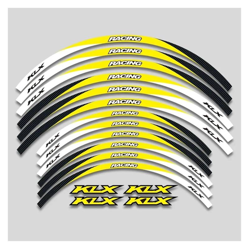 HBJzxlOK Für K&AWASAKI KLX400 KLX400R KLX400SR KLX450R KLX300 KLX250S KLX250 KLX230 KLX230S KLX250R Motorrad Felgenaufkleber Radnabe Reflektierender Aufkleber(3 Style A Yellow) von HBJzxlOK