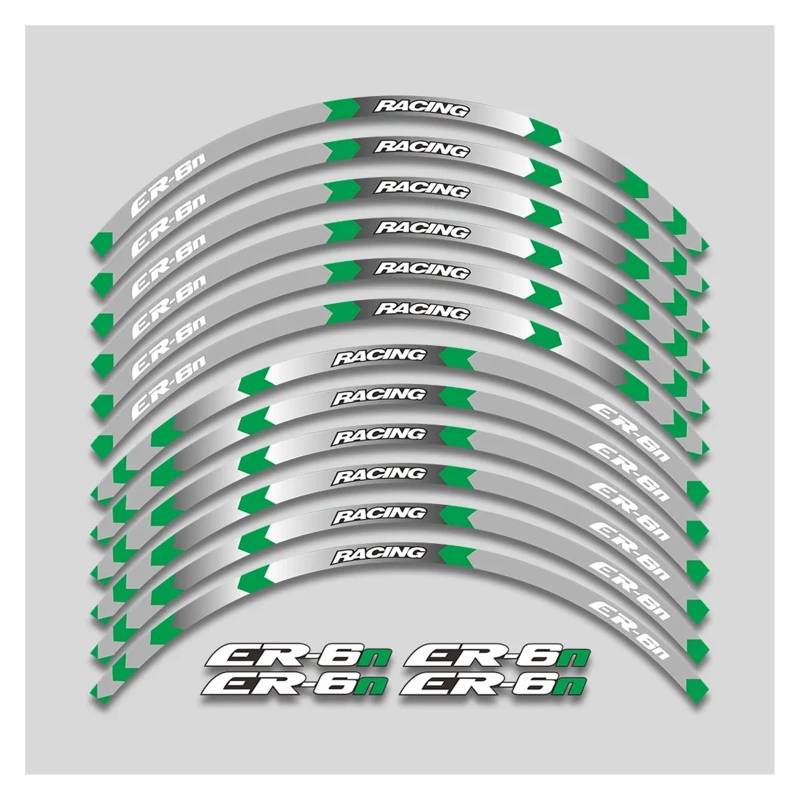 HBJzxlOK Für K&awasaki ER 6N ER6N ER-6N Motorrad Aufkleber Felge dekorative Abziehbilder Radnabe reflektierende Streifen Aufkleber Band Set(Green A2) von HBJzxlOK