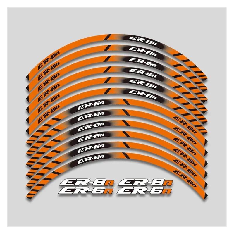 HBJzxlOK Für K&awasaki ER 6N ER6N ER-6N Motorrad Aufkleber Felge dekorative Abziehbilder Radnabe reflektierende Streifen Aufkleber Band Set(New Orange A1) von HBJzxlOK