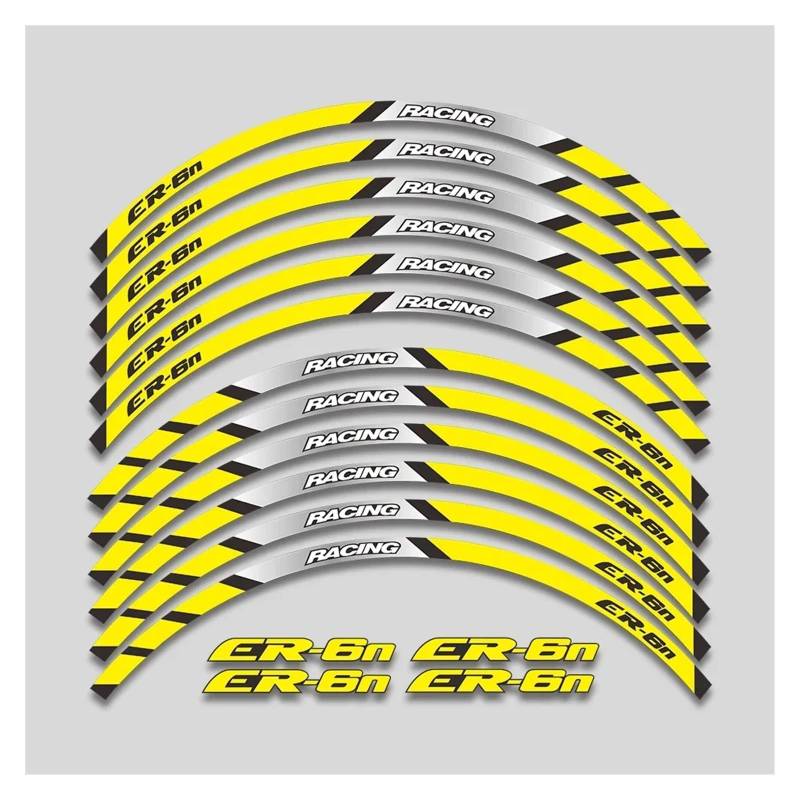 HBJzxlOK Für K&awasaki ER 6N ER6N ER-6N Motorrad Aufkleber Felge dekorative Abziehbilder Radnabe reflektierende Streifen Aufkleber Band Set(Yellow B1) von HBJzxlOK