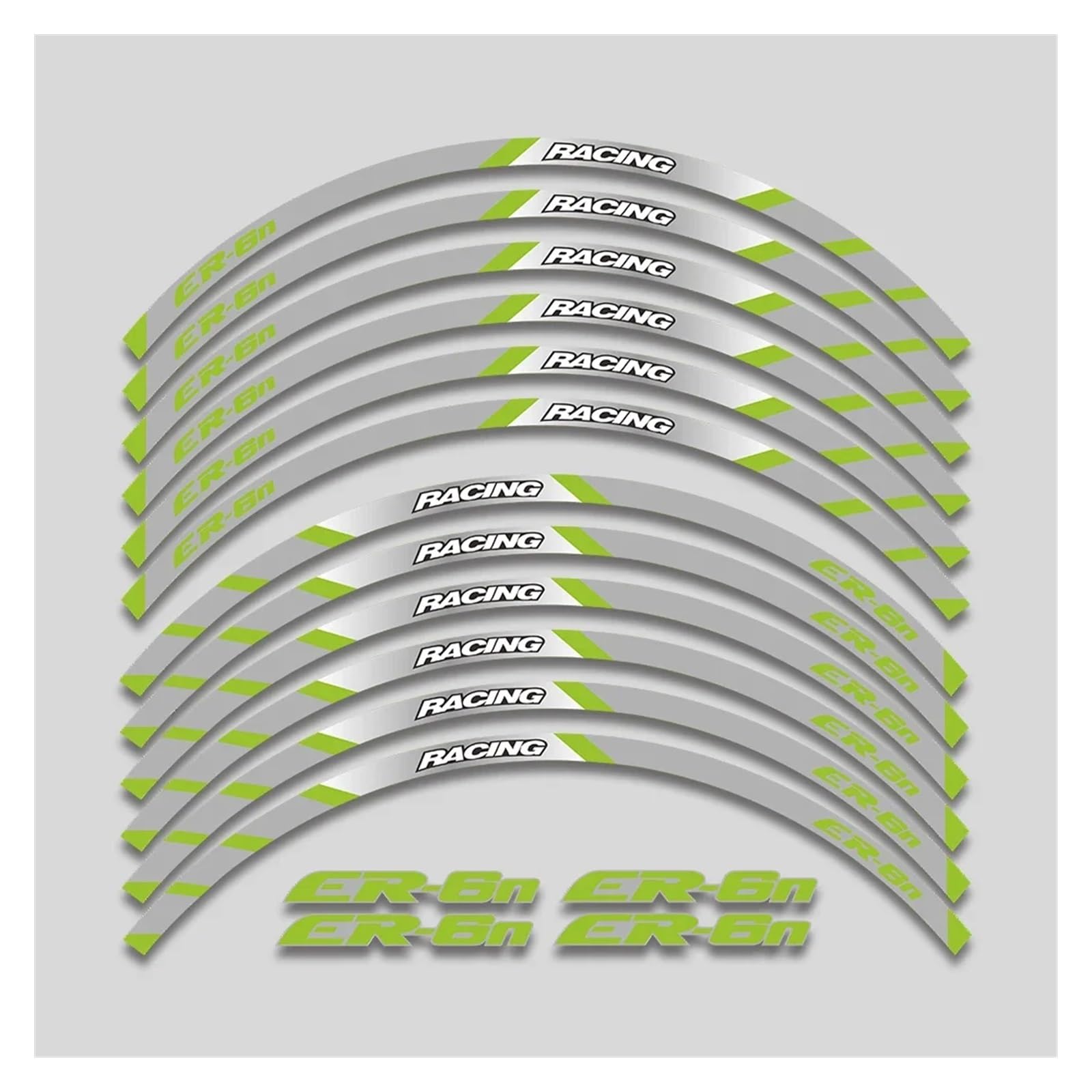 HBJzxlOK Für K&awasaki Für ER 6n Für ER6n 6 N Motorradaufkleber Felgendekorative Abziehbilder Radnabe Reflektierende Streifenaufkleber Bandsatz(Green B2) von HBJzxlOK